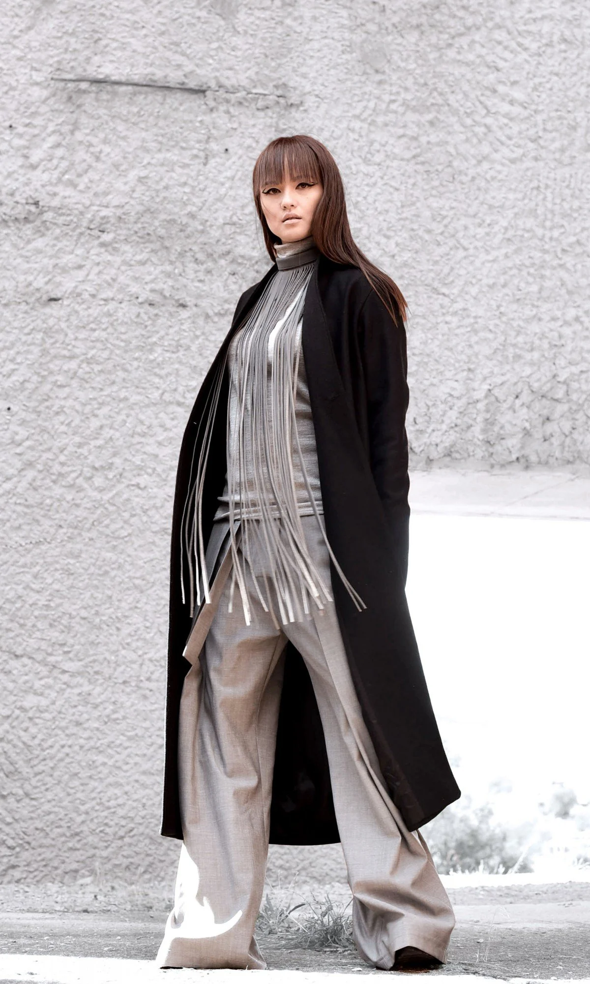 Asymmetric Long Coat - Image 9