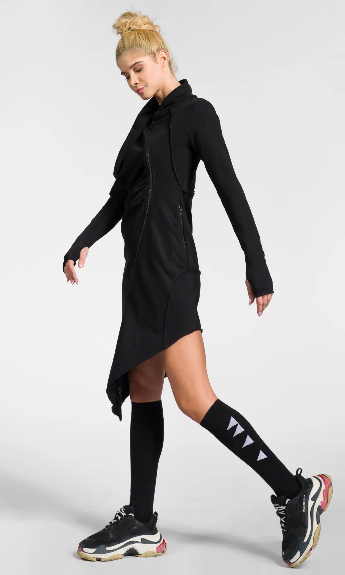 Asymmetric Long-Sleeved Sweatshirt Dress - Image 7