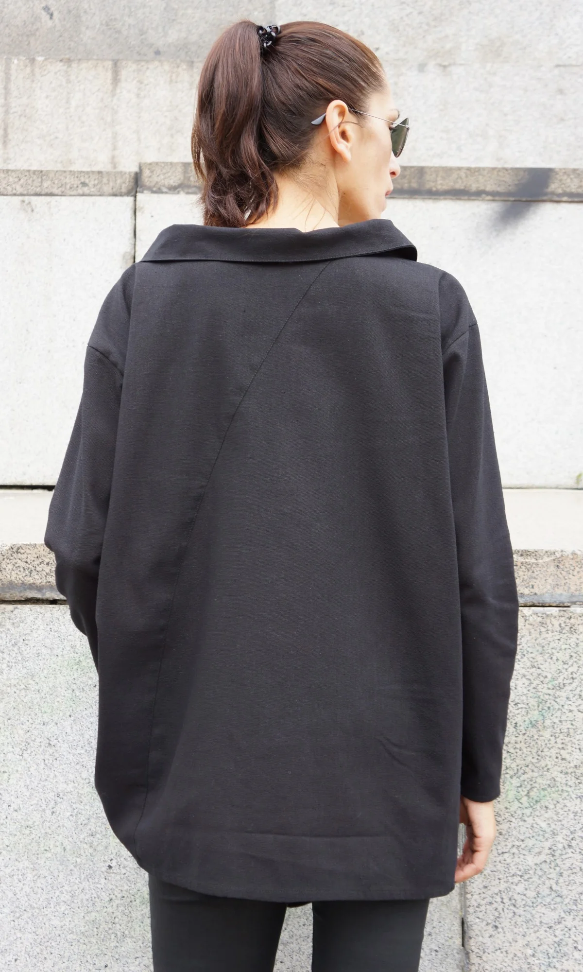 Asymmetric Multi-way Linen Shirt - Image 10