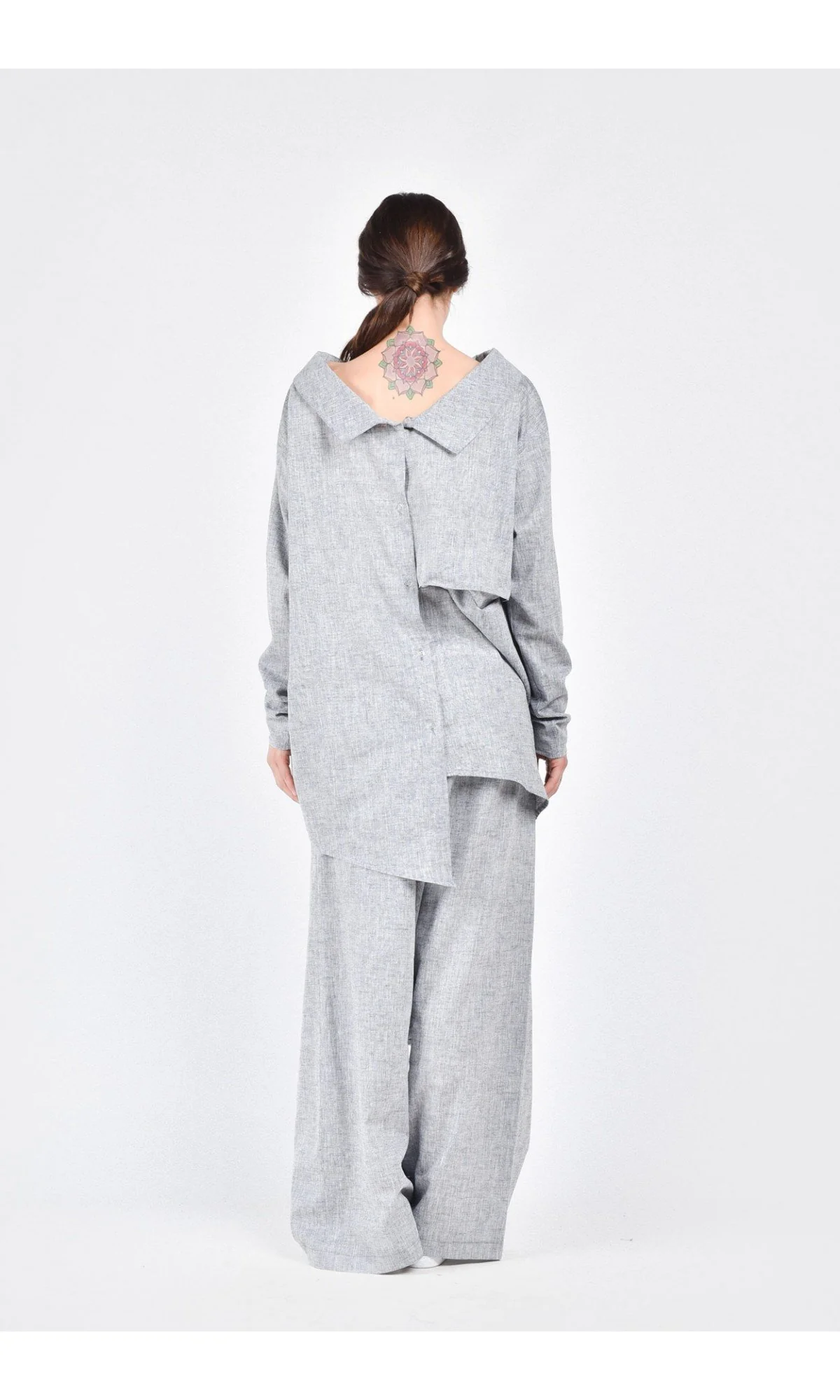Asymmetric Multi-way Linen Shirt - Image 3