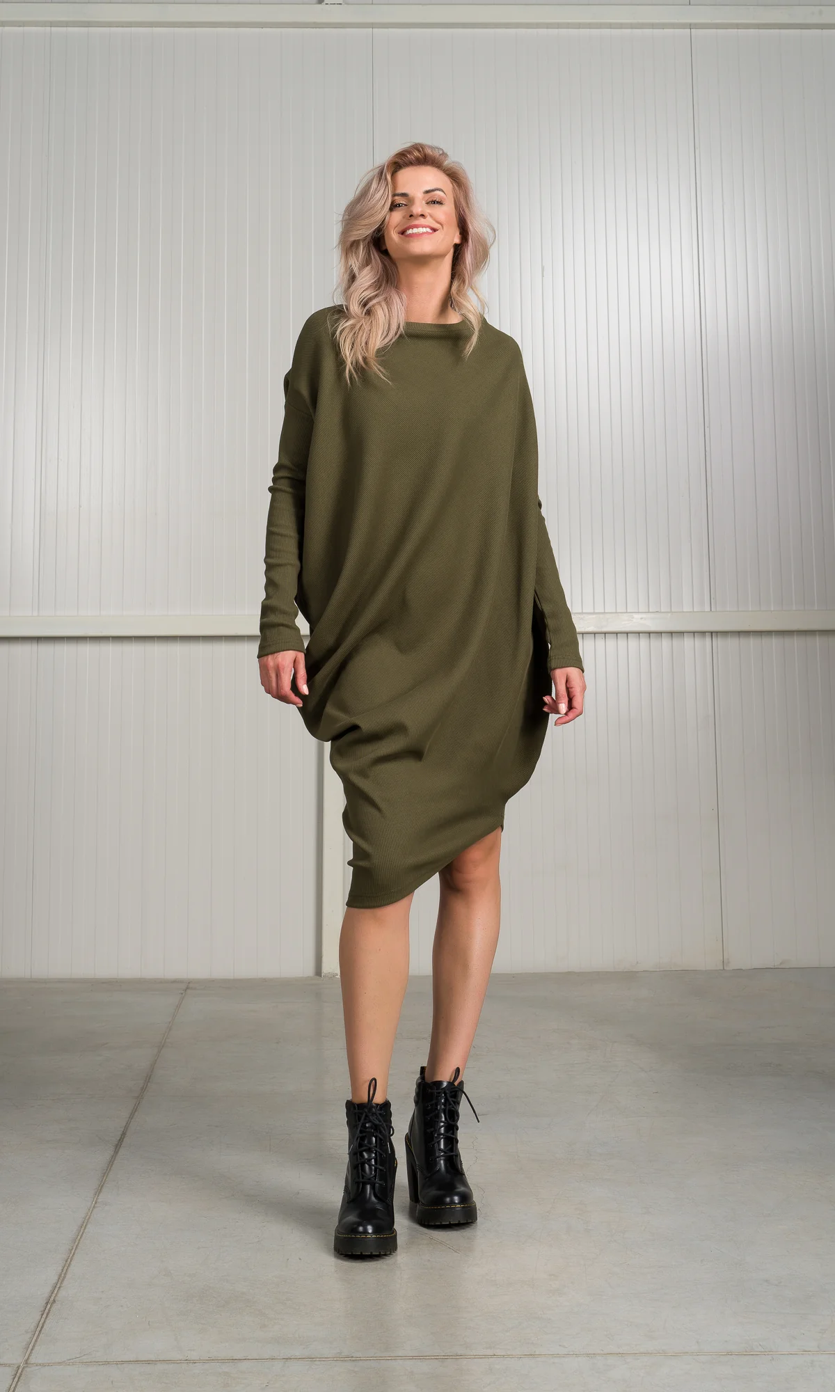 Asymmetric Ribbed Tunic Dress - Image 9