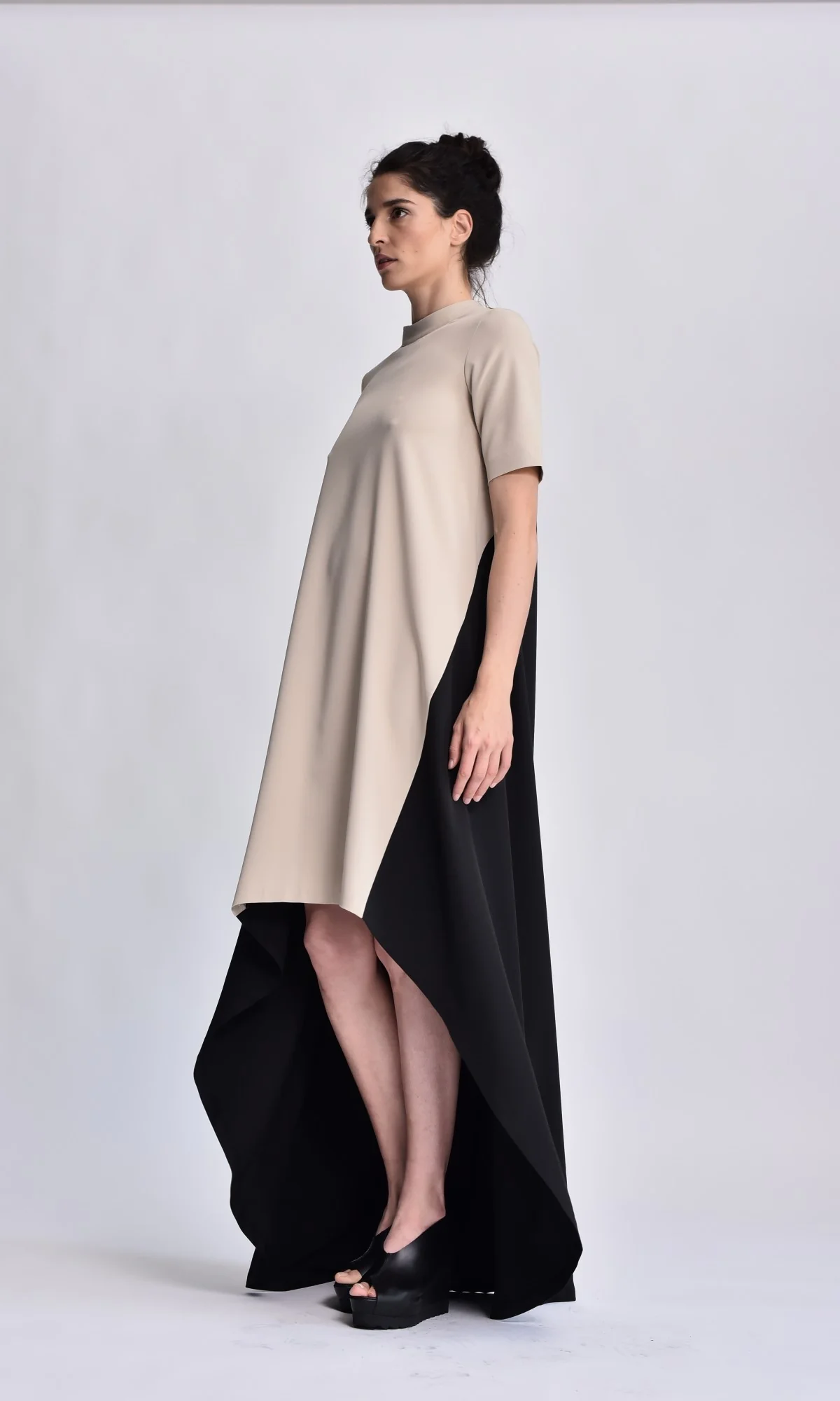 Bicolour Asymmetric Maxi Dress - Image 3