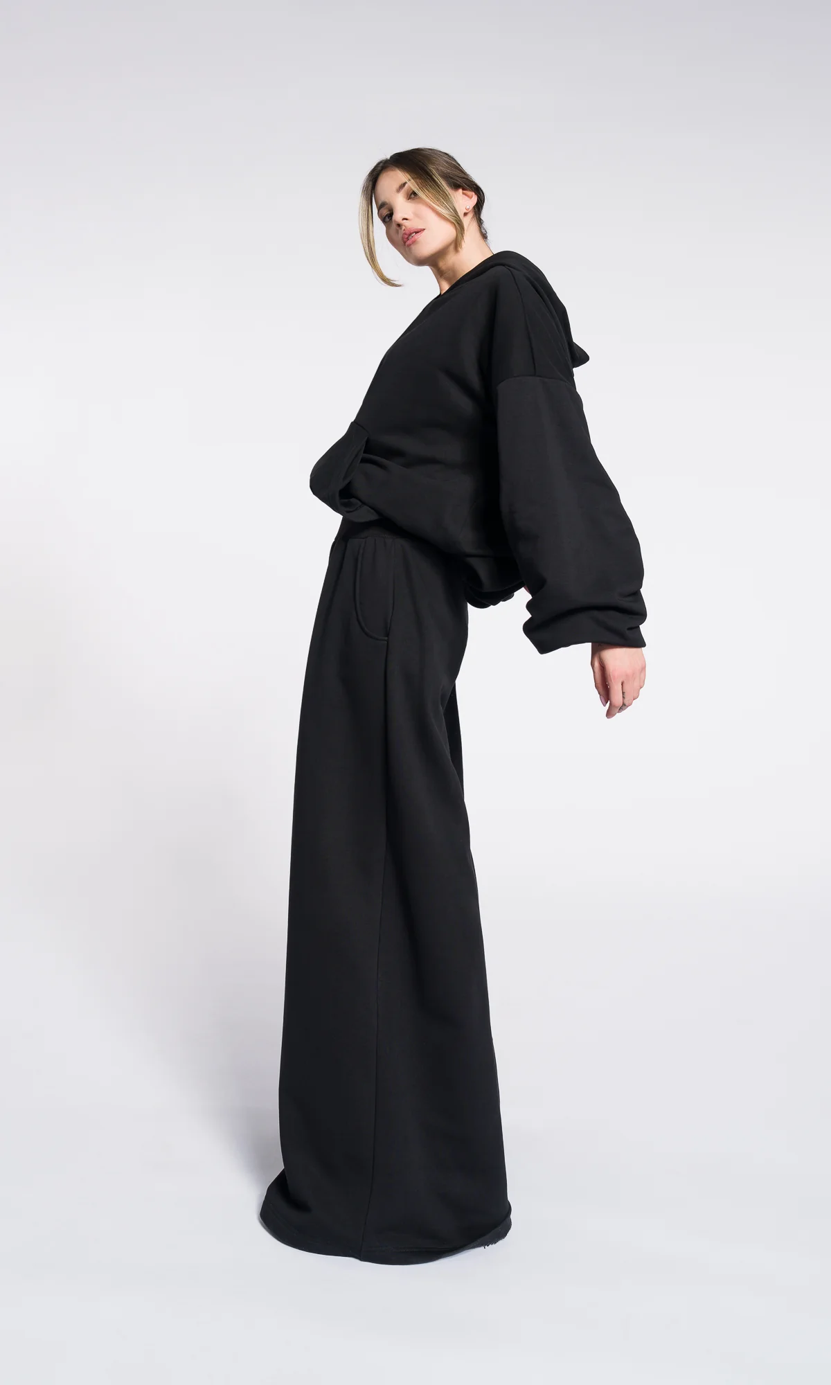 Black Hoodie Fall Hooded Sweatshirt Warm Cotton Overall with Kangaroo pocket - Image 5