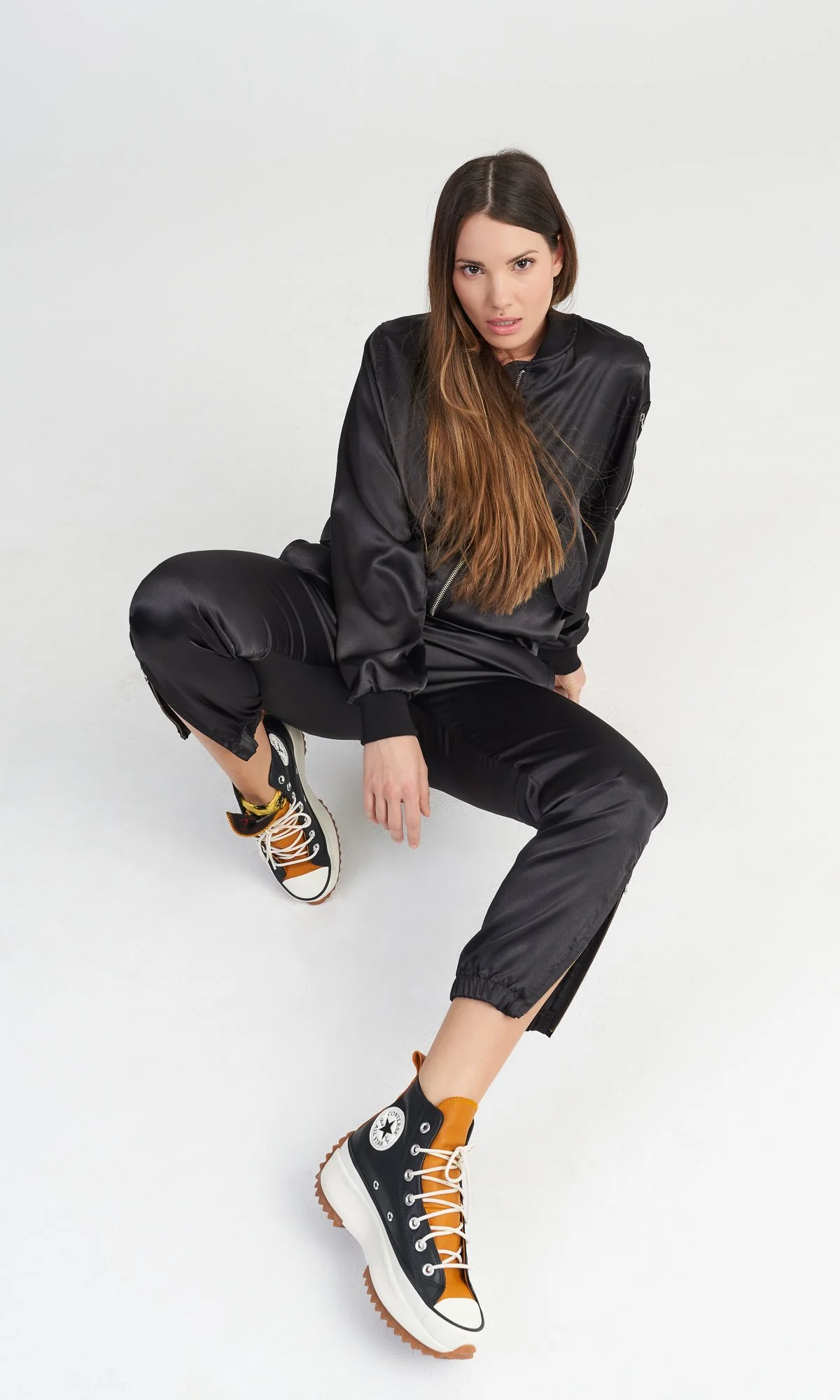 Black Satin Harem Pants - Image 2