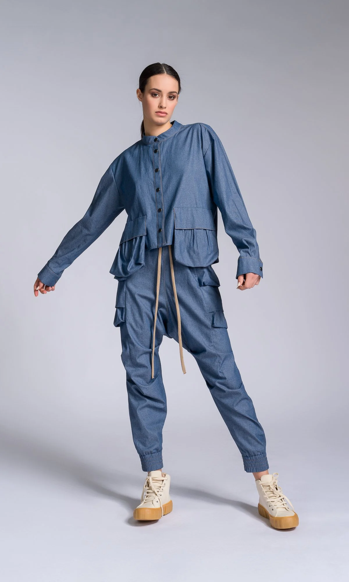 Chambray Pants with Layered Pockets - Image 7
