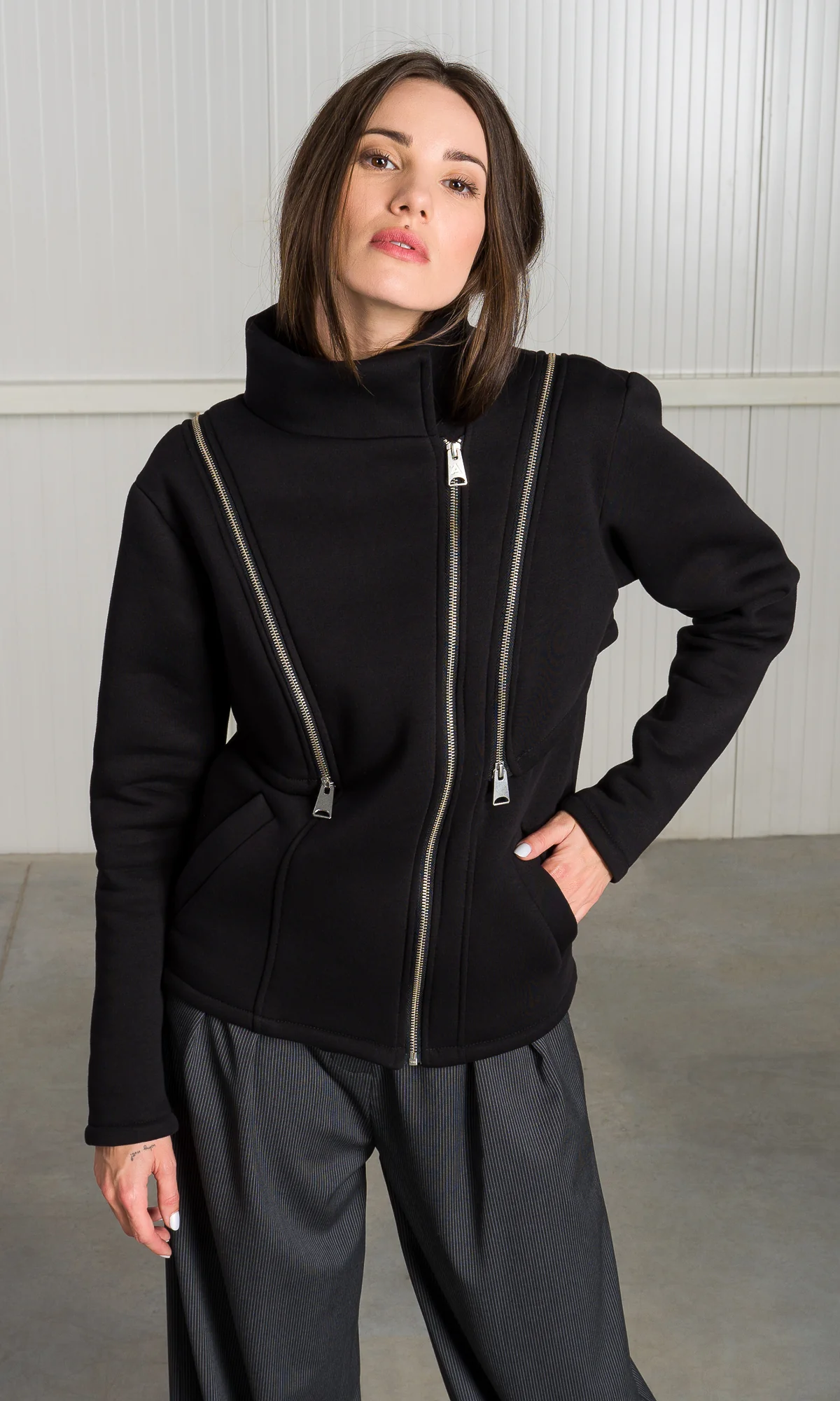 Cotton Fleece Jacket with Detachable Sleeves - Image 3