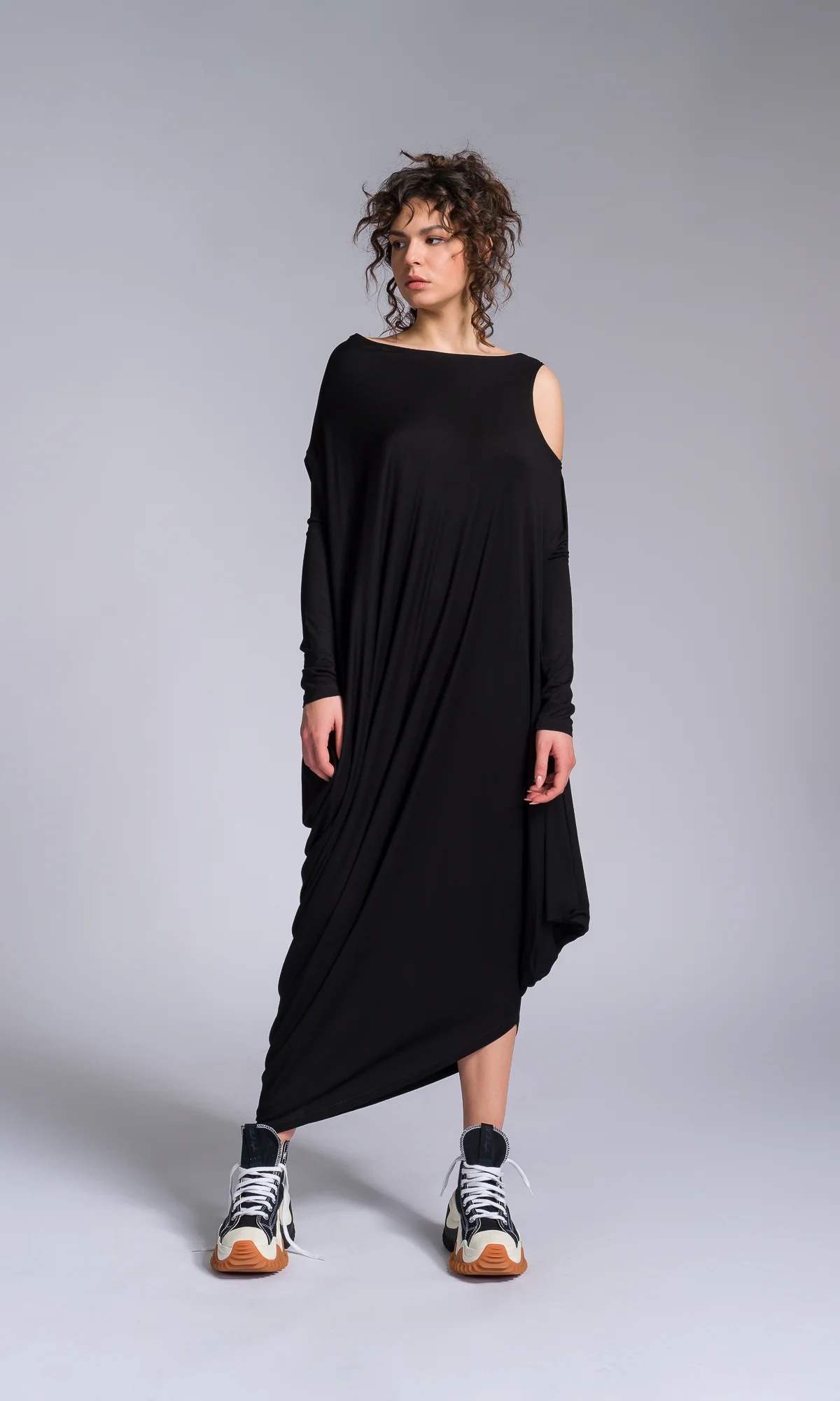 Cut-out Shoulder Asymmetric Dress - Image 7