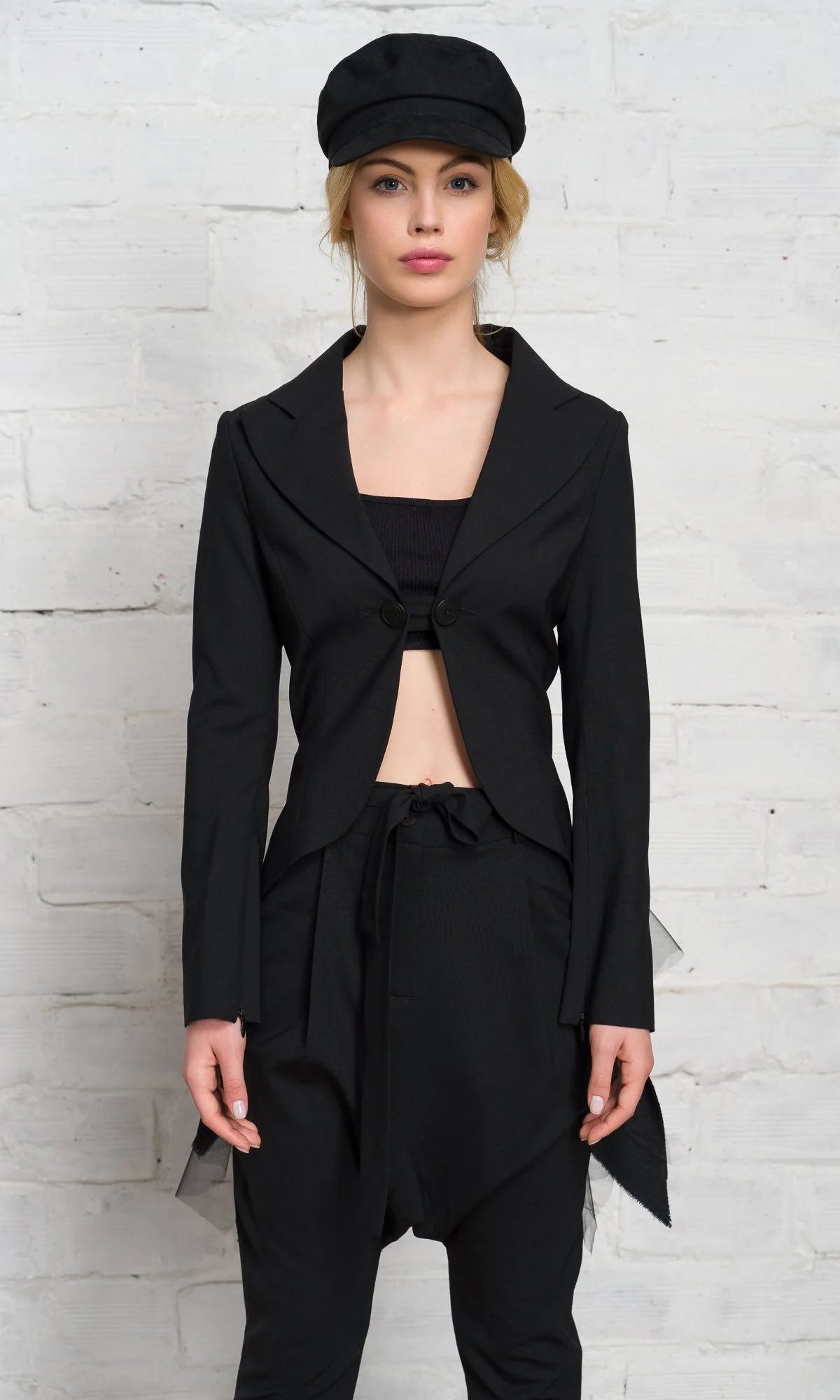 Cutaway Closure Peplum Blazer with Tulle - Image 11