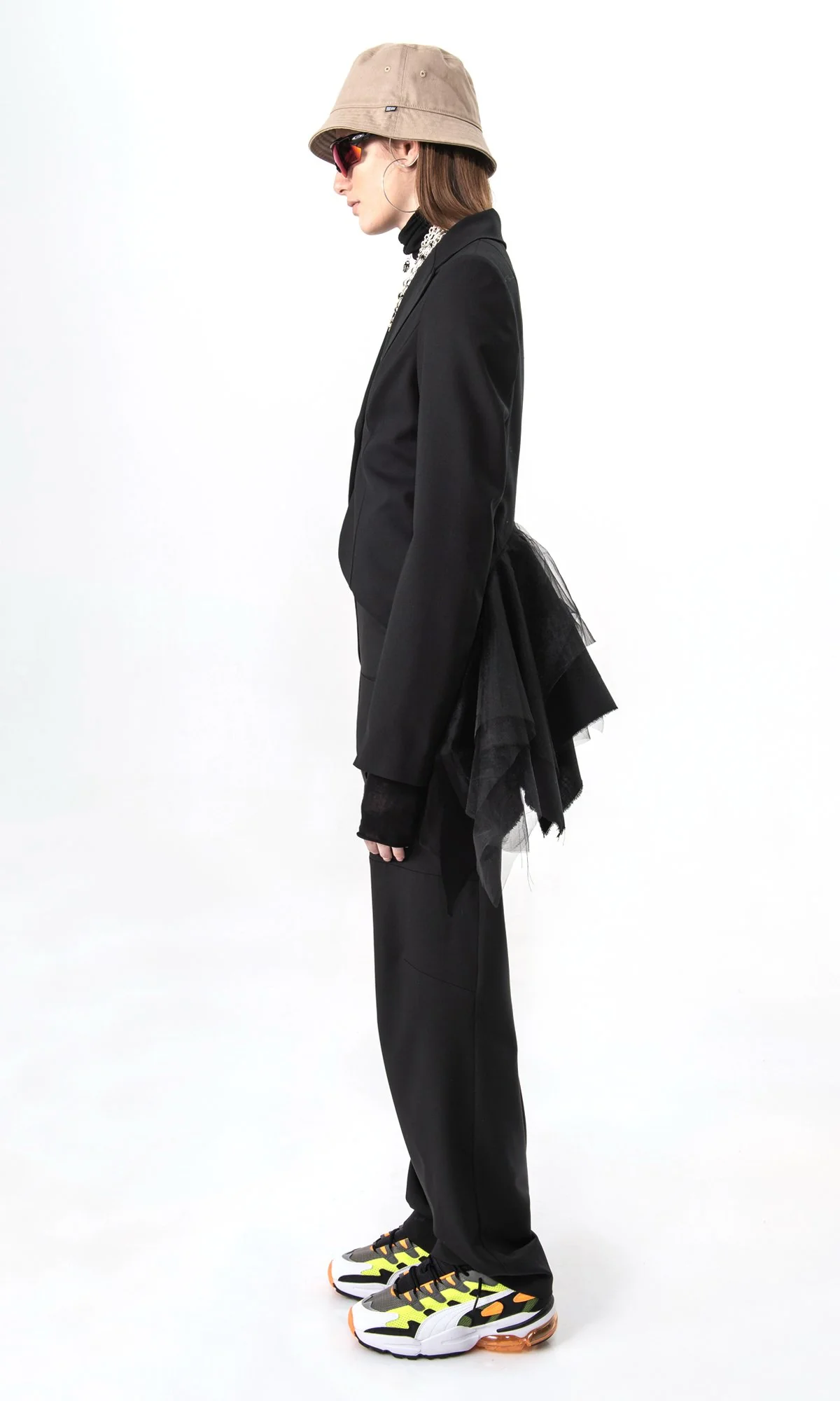 Cutaway Closure Peplum Blazer with Tulle - Image 4