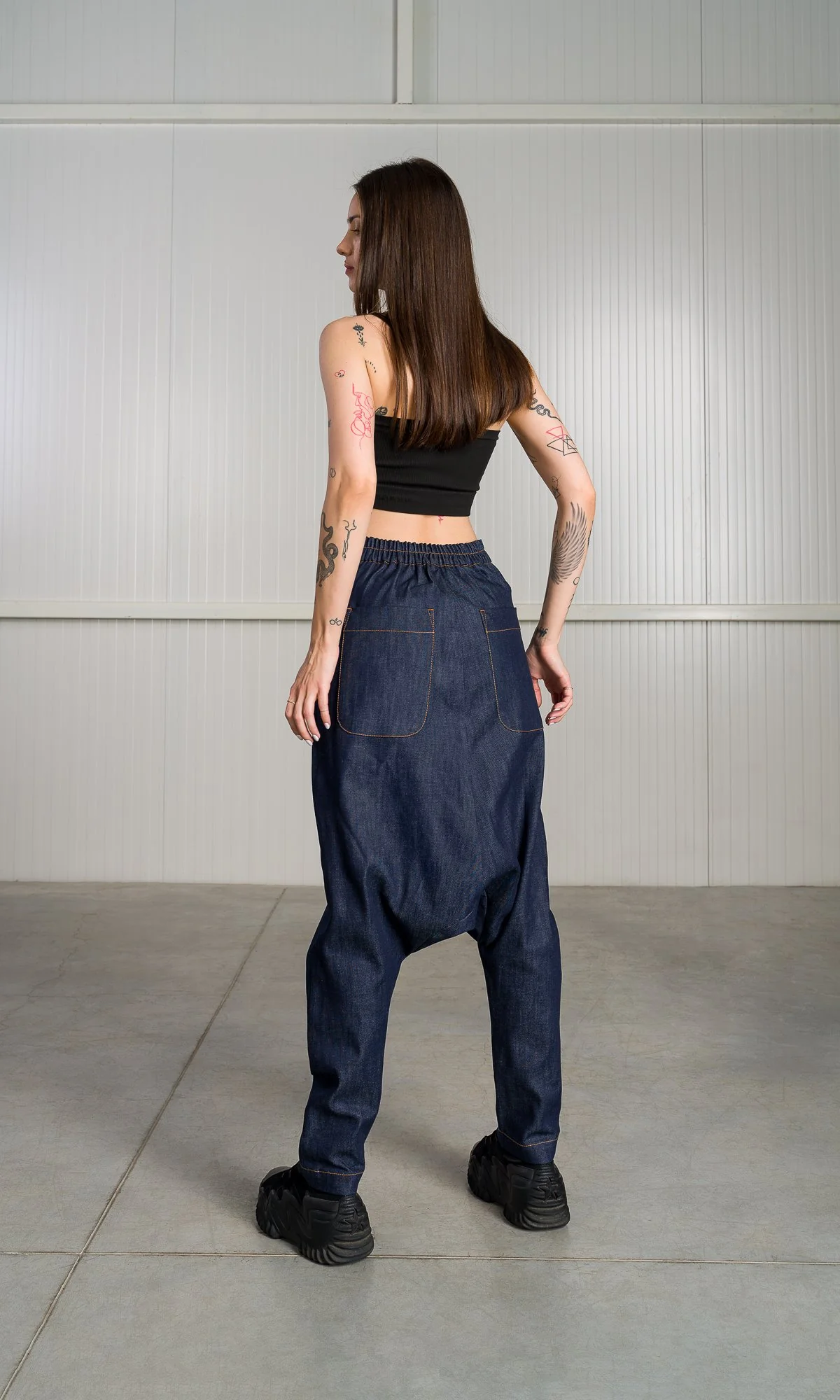 Deep Drop Crotch Denim Pants - Image 3