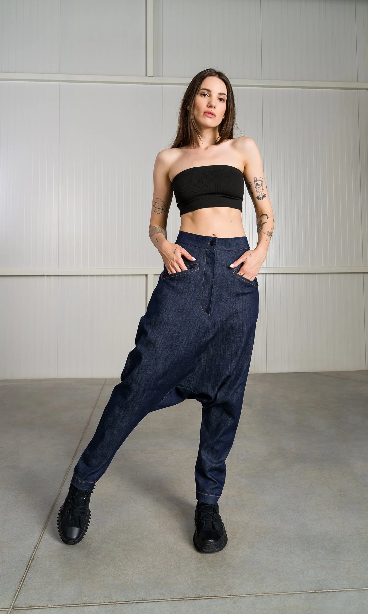 Deep Drop Crotch Denim Pants - Image 4