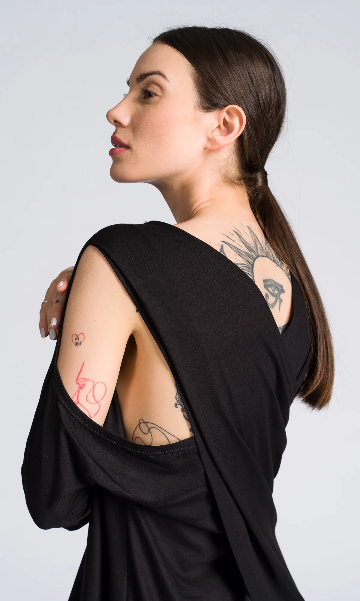 Draped Cross Back Top with Cut-out Shoulders - Image 5