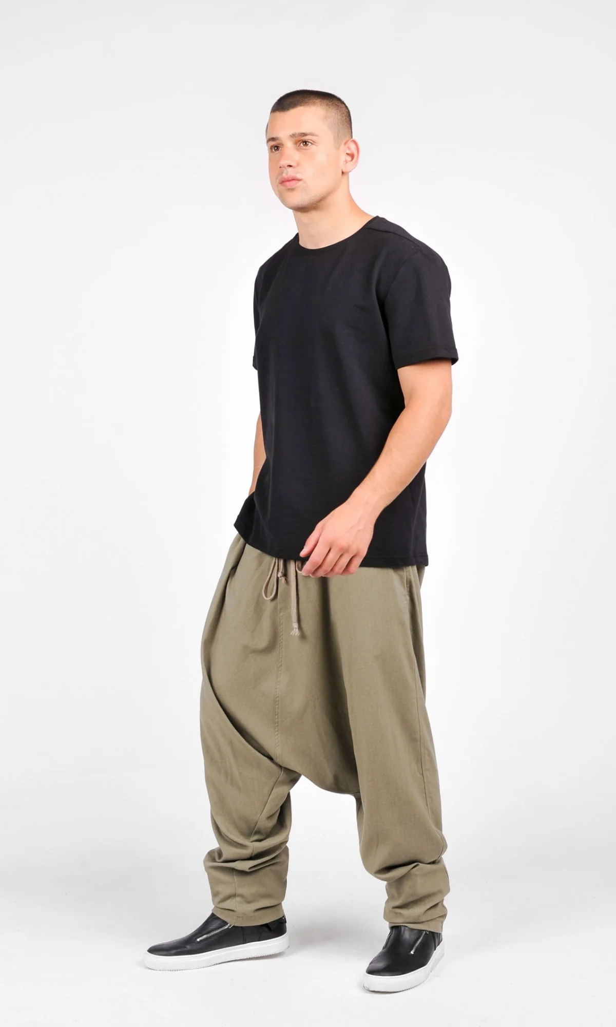 Drop Crotch Linen Harem Pants - Image 3