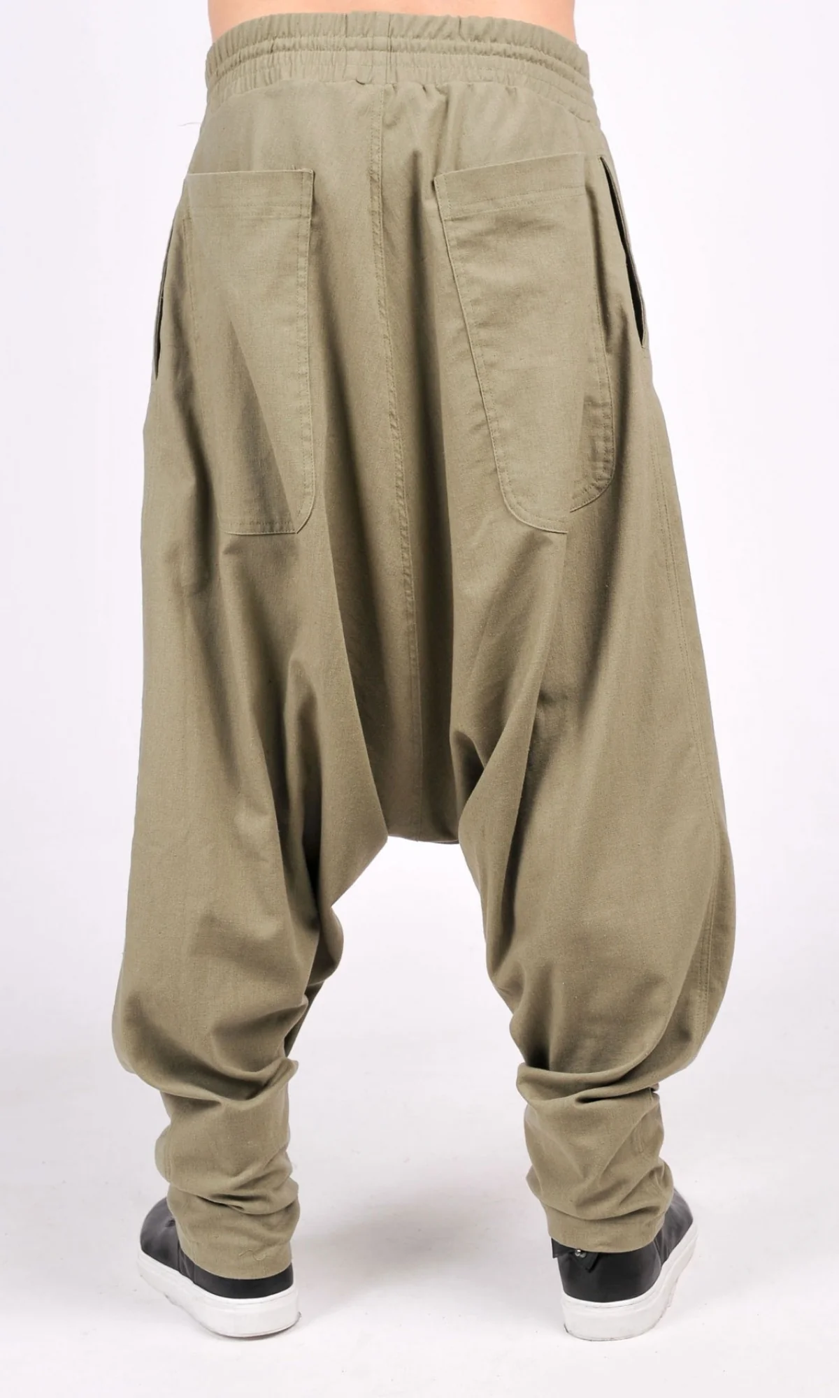 Drop Crotch Linen Harem Pants - Image 4