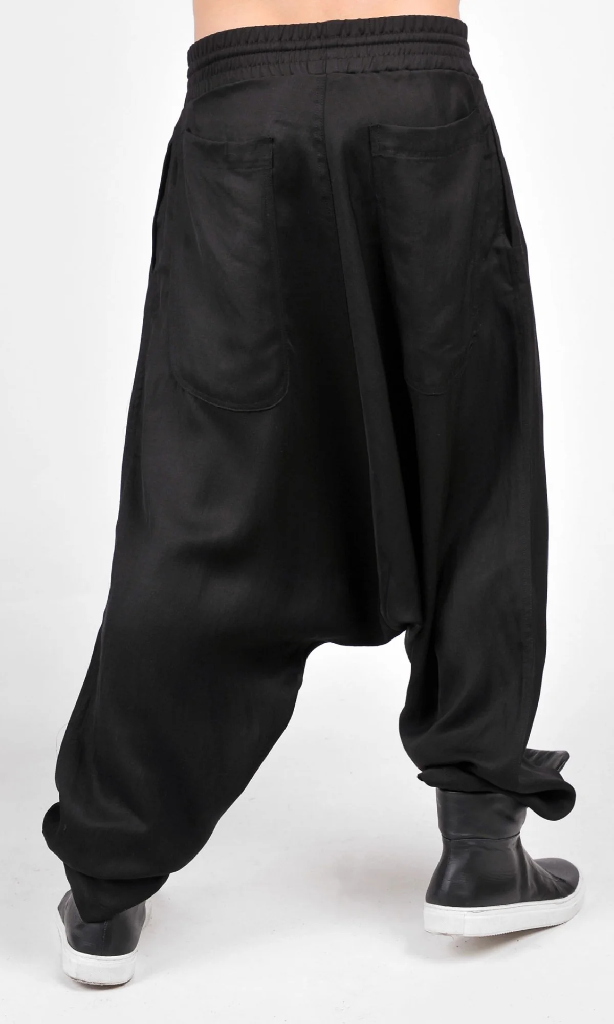 Drop Crotch Linen Harem Pants - Image 5