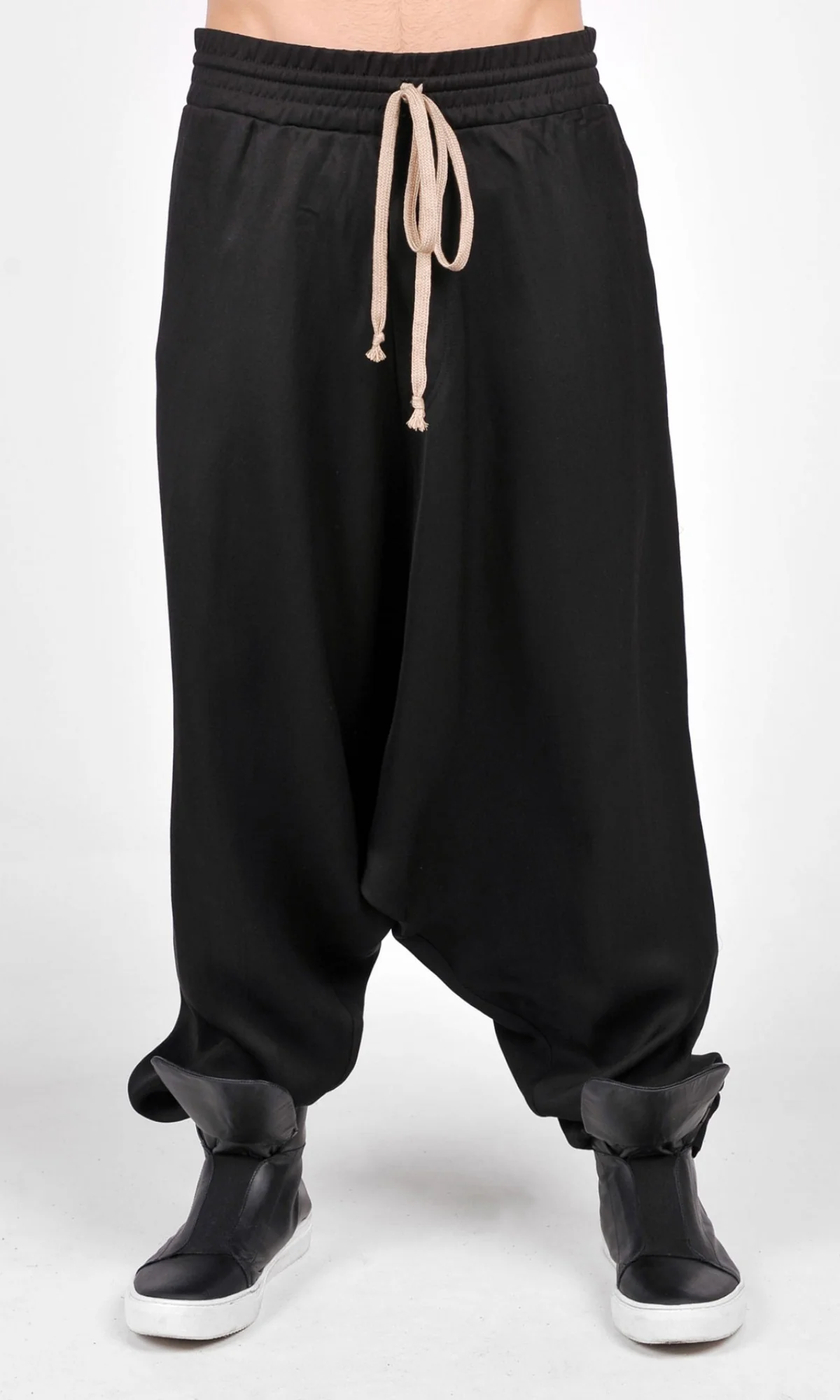 Drop Crotch Linen Harem Pants - Image 7