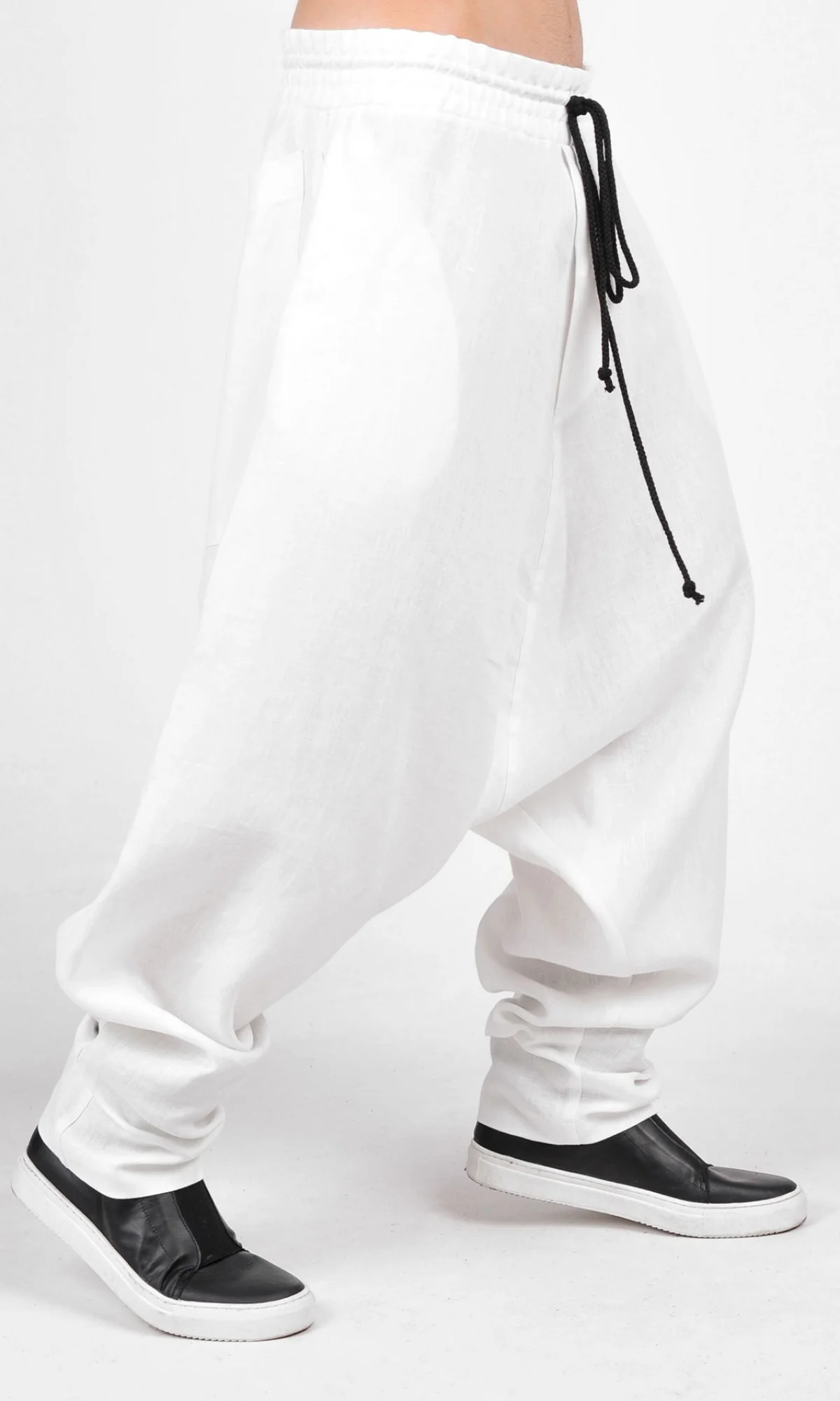 Drop Crotch Linen Harem Pants - Image 8
