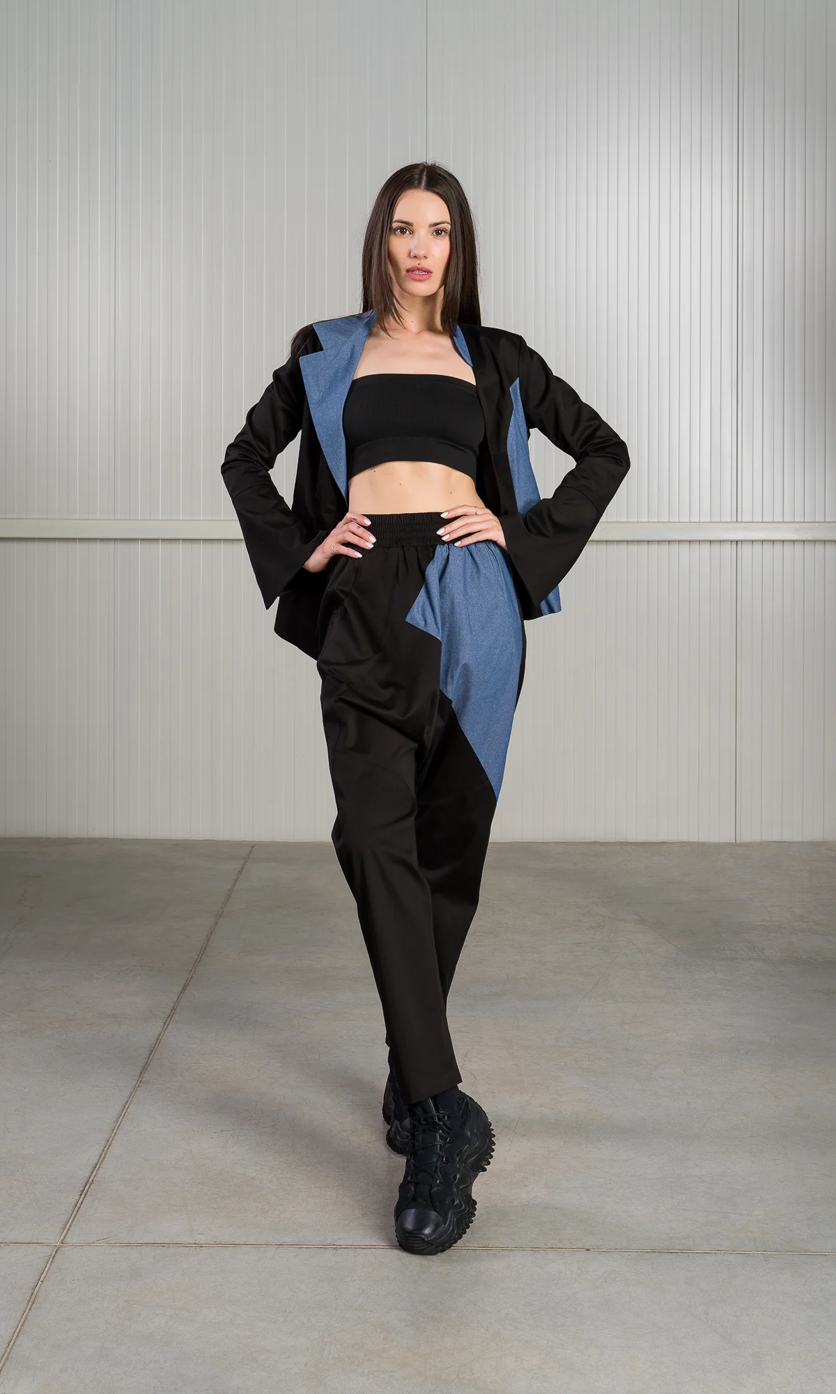 Drop Crotch Pants with Chambray Detail - Image 8