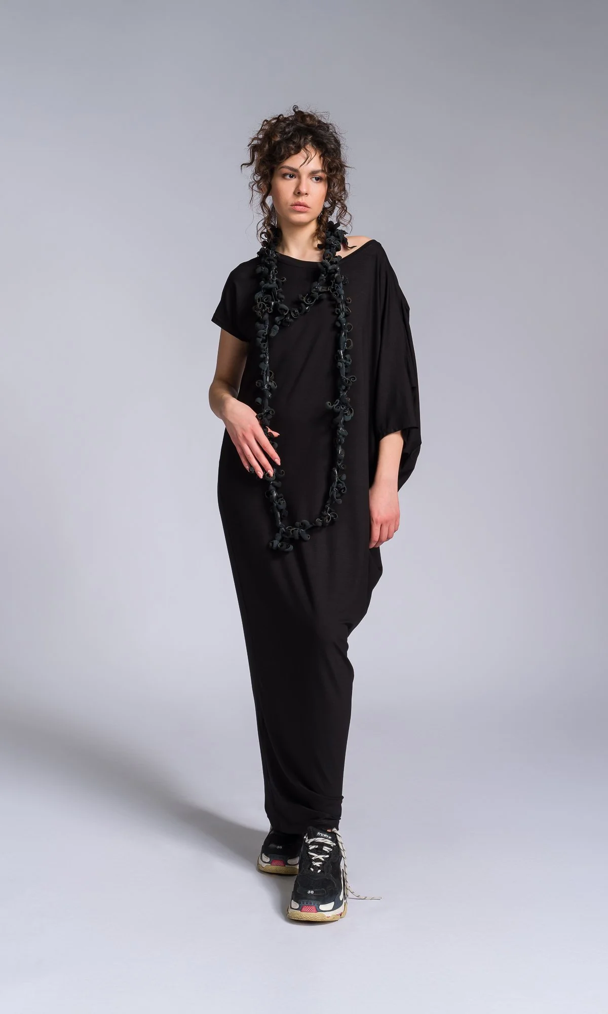 Extra Long Black Genuine Leather Necklace - Image 3