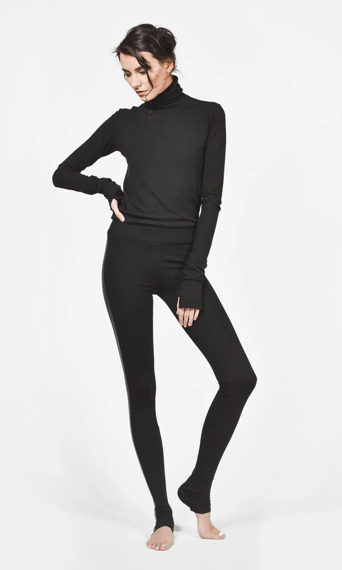 Extra Long Leggings with Vegan Leather Sides - Image 3
