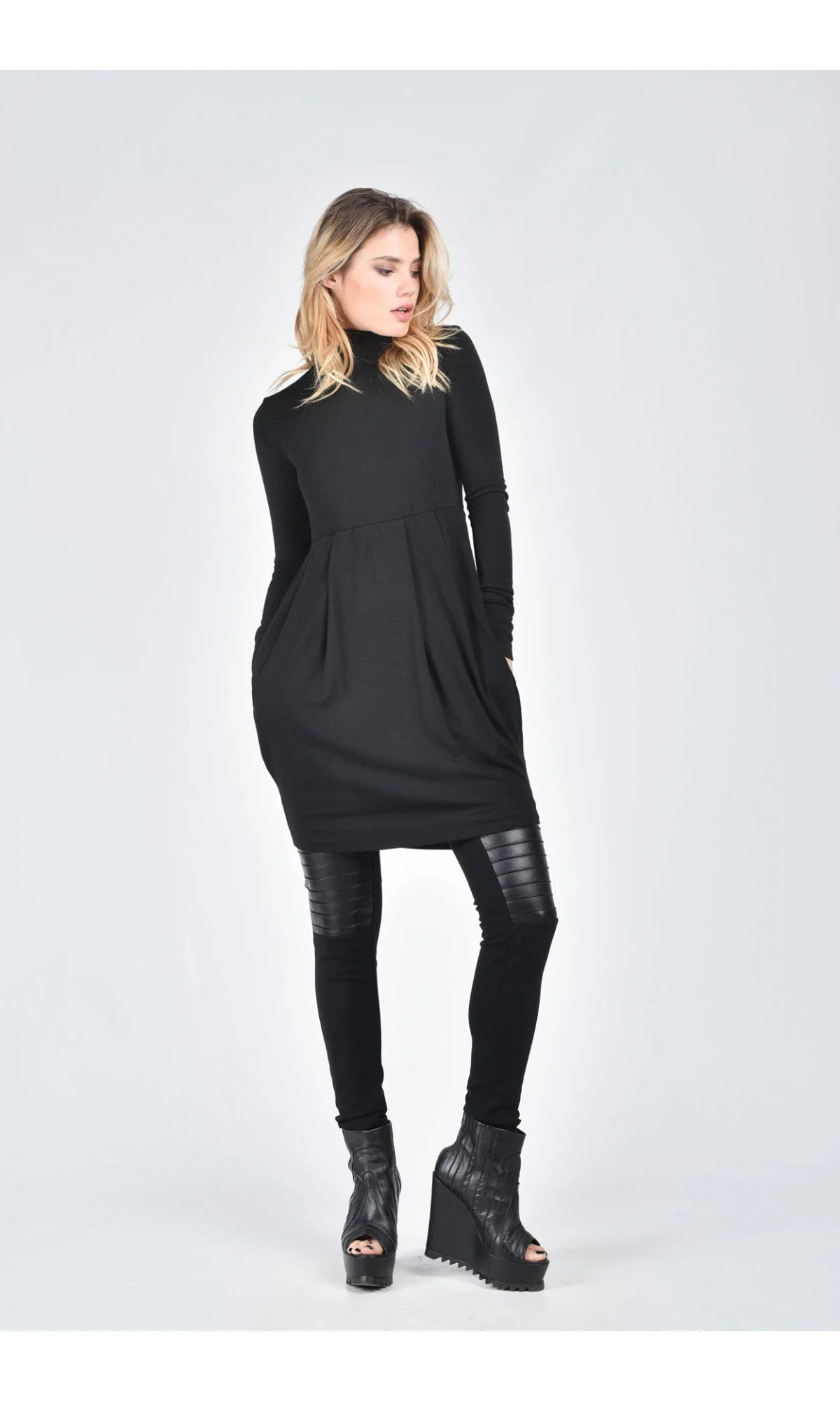 Fine Knit Turtleneck Tunic Dress - Image 4