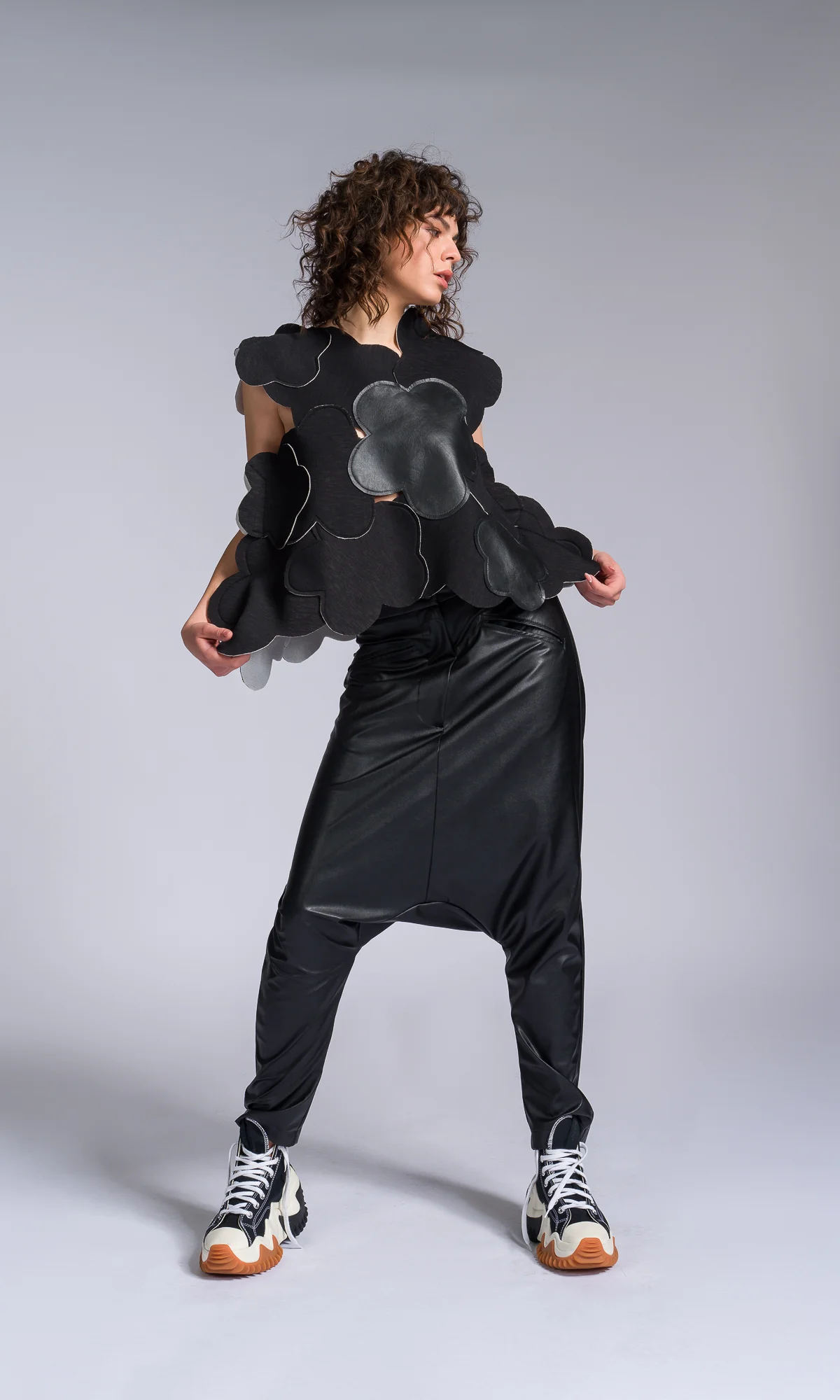Flower Patchwork Top with Leather Details - Image 3