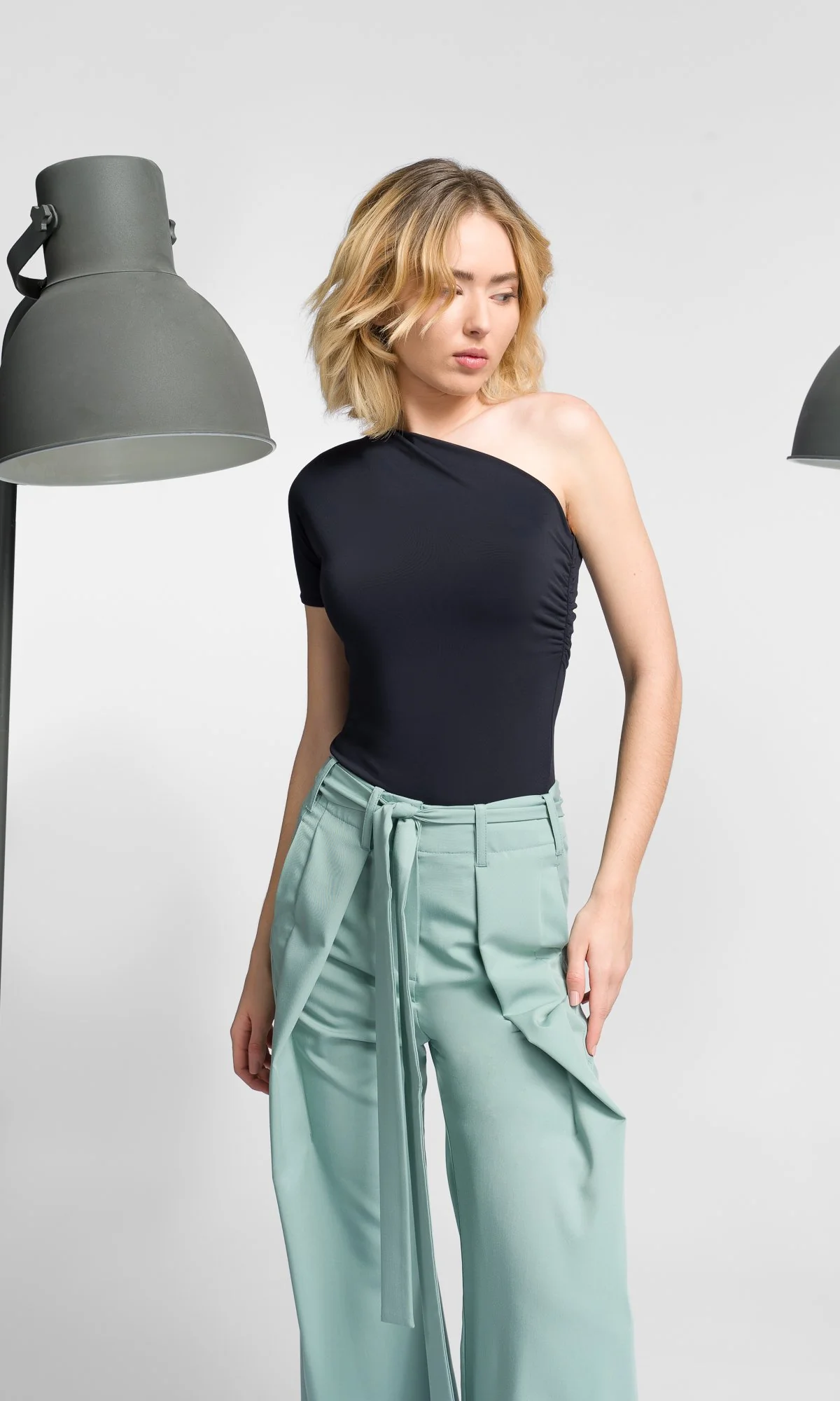Folded Leg Pants with Belt - Image 3