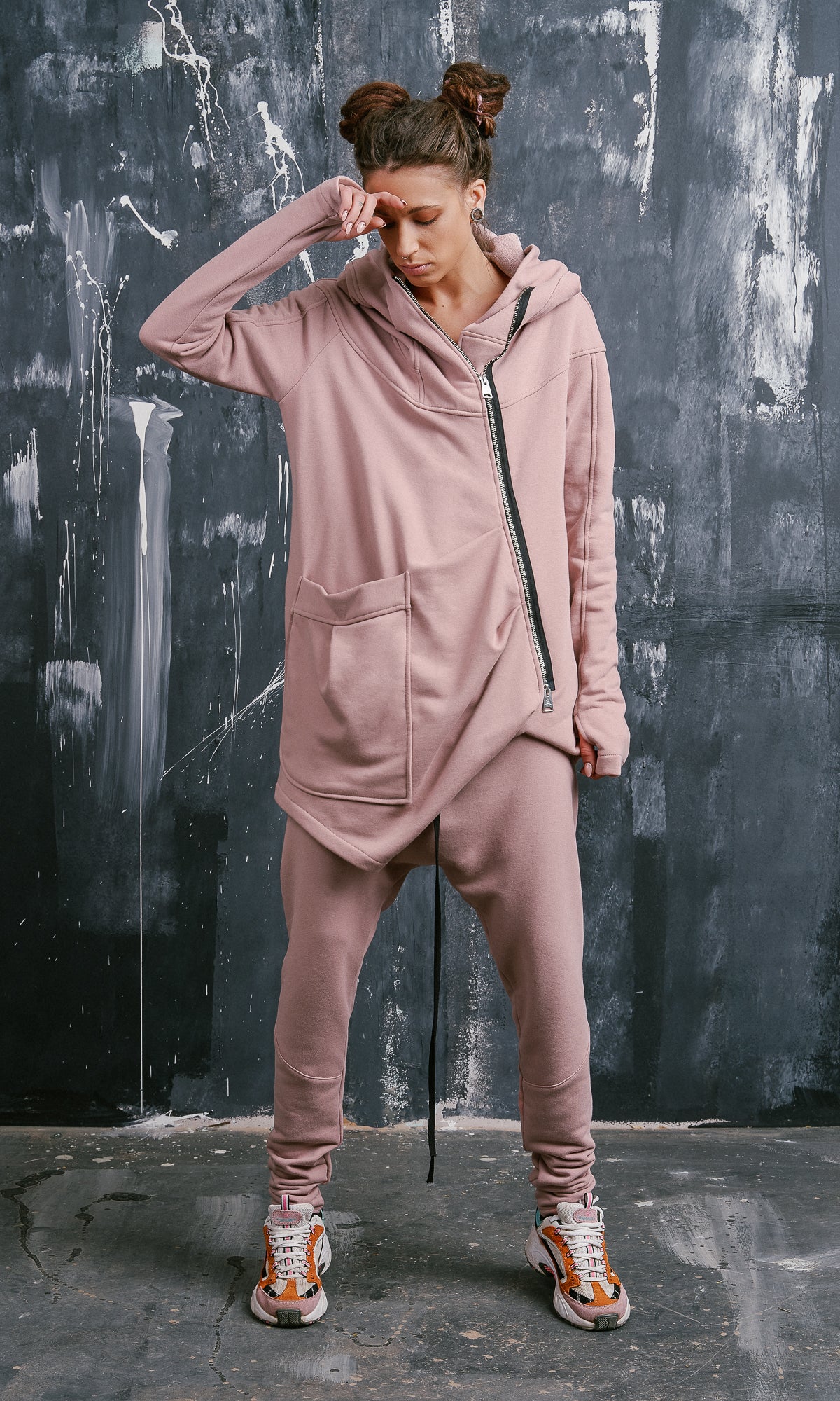 French Terry Hoodie with Asymmetric Closure - Image 4