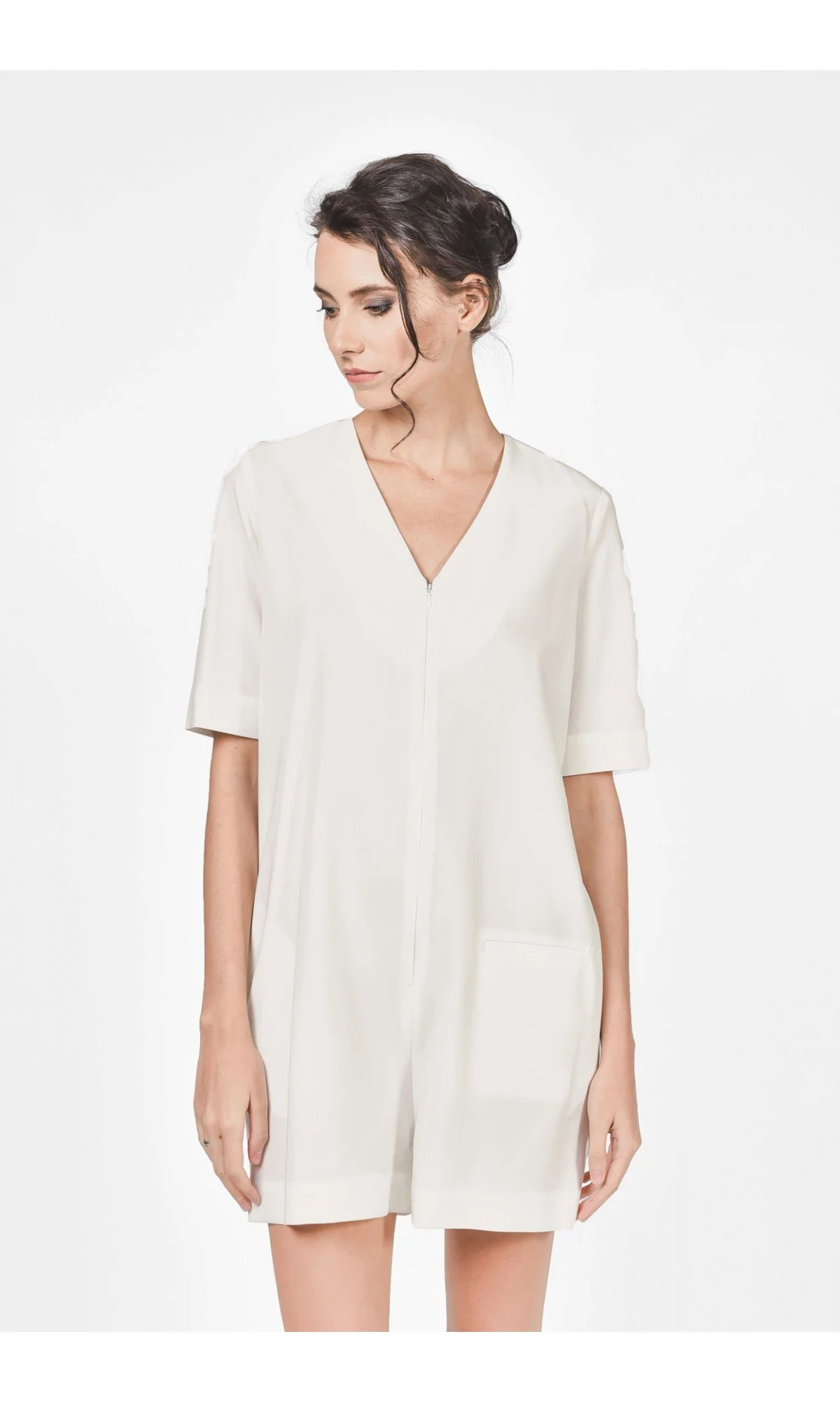 Front Zipper V Neck Jumpsuit Front and Back pockets Loose Fit - Image 4