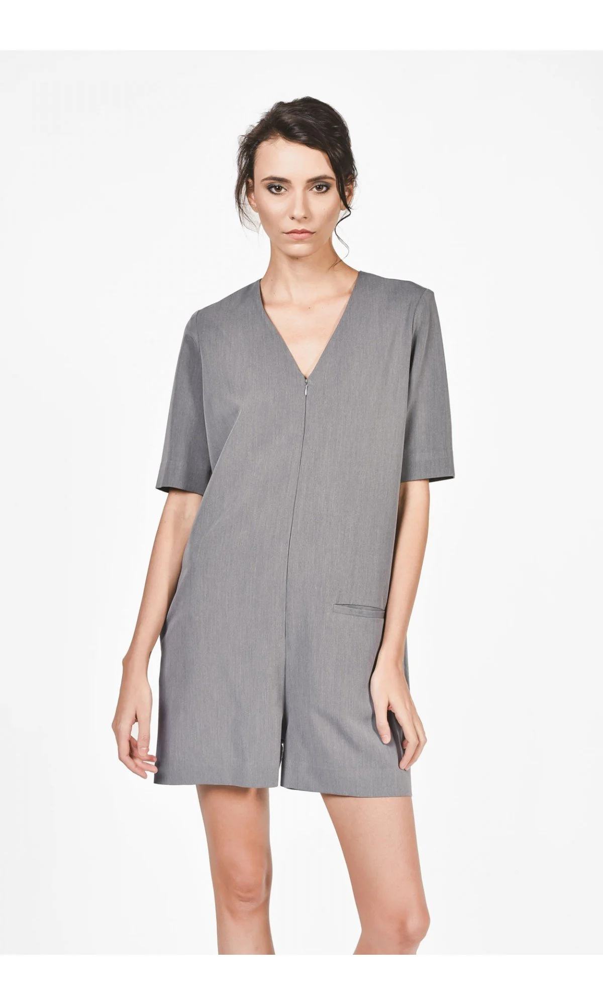 Front Zipper V Neck Jumpsuit Front and Back pockets Loose Fit - Image 7