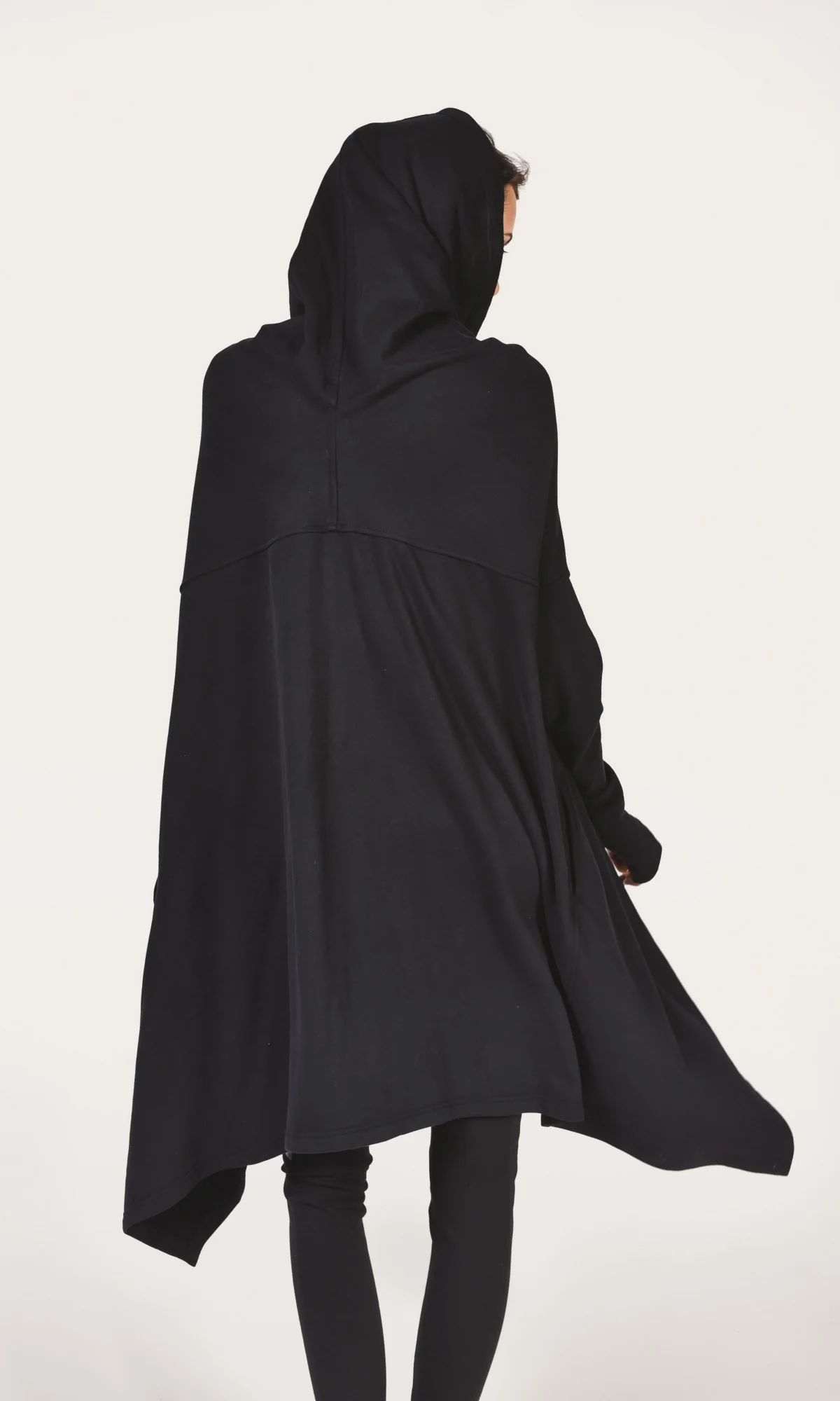 High Collar Hoodie with Asymmetric Hem - Image 2