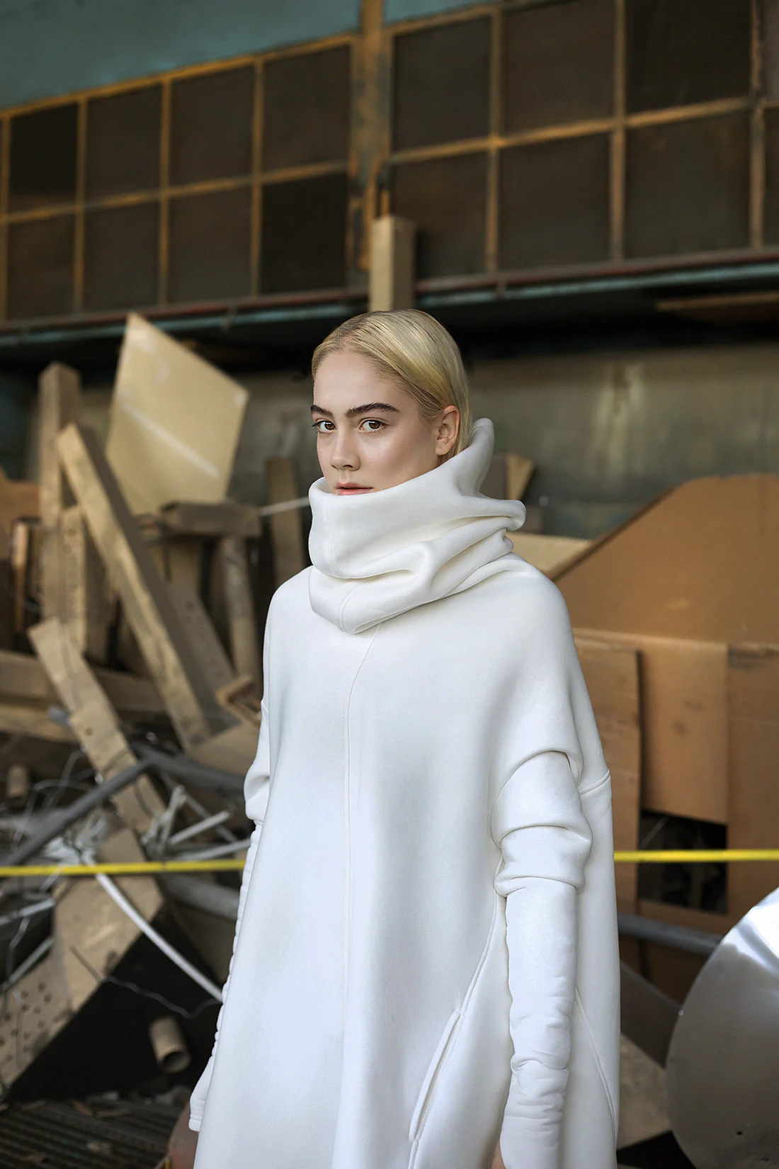 High Collar Poncho Hoodie - Image 7