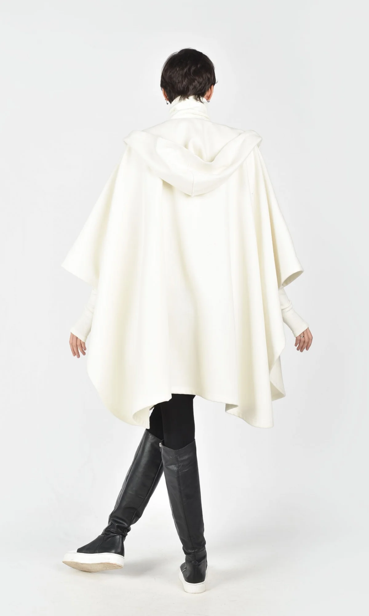 Hooded Cashmere Poncho Coat - Image 8
