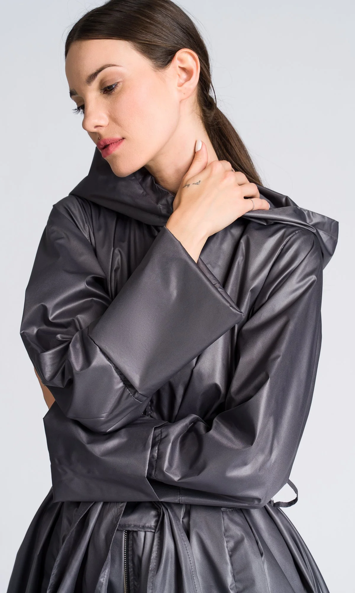 Hooded Raincoat with Belt - Image 7