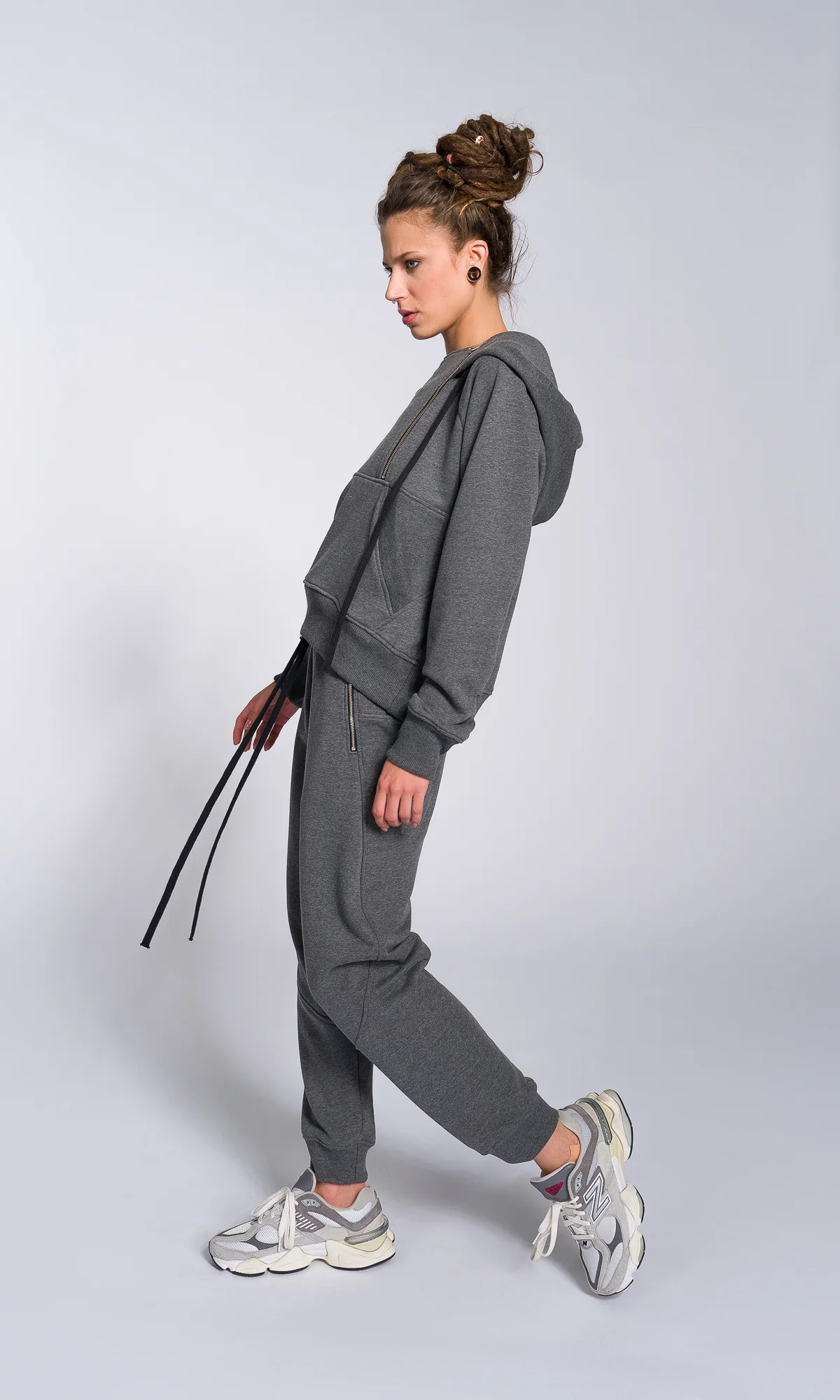 Hoodie with Zippered Drop Neckline - Image 9