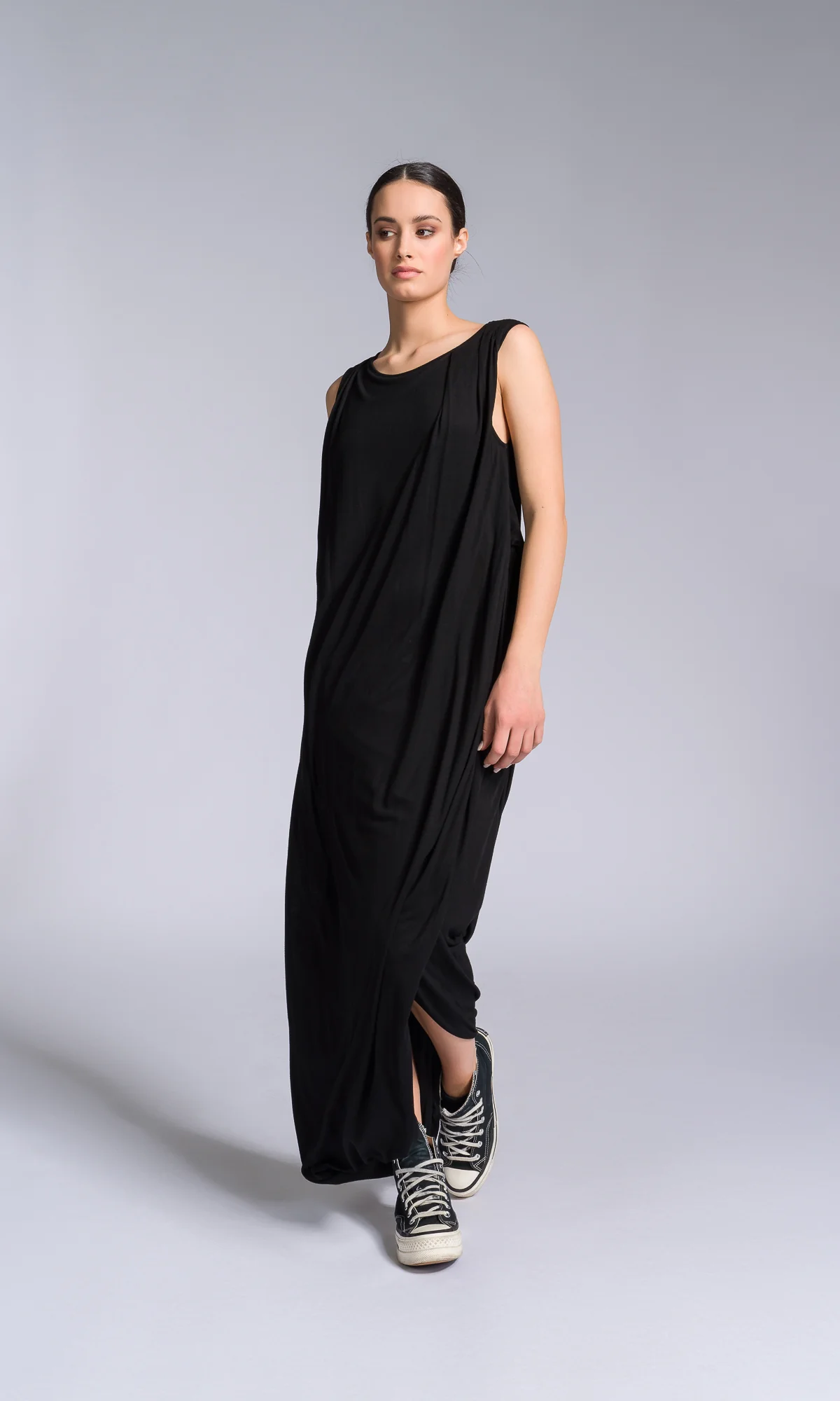 Jersey Dress with Asymmetric Draped Hem - Image 3