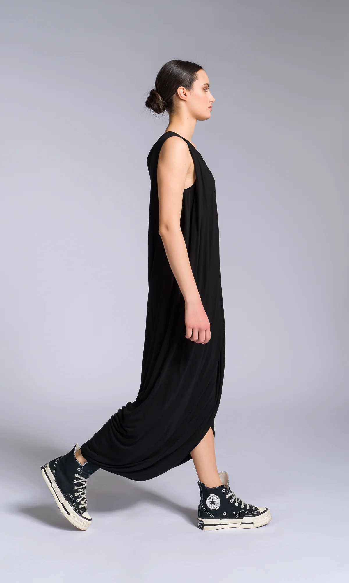 Jersey Dress with Asymmetric Draped Hem - Image 6