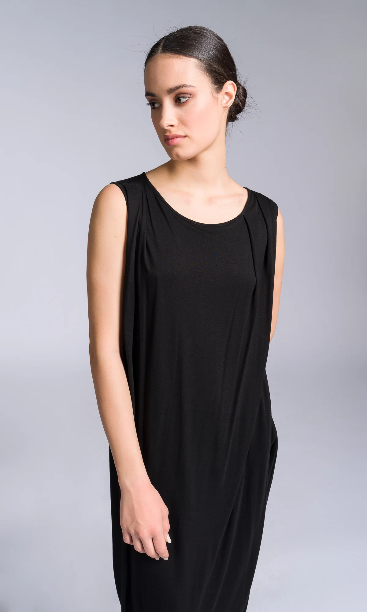 Jersey Dress with Asymmetric Draped Hem - Image 7