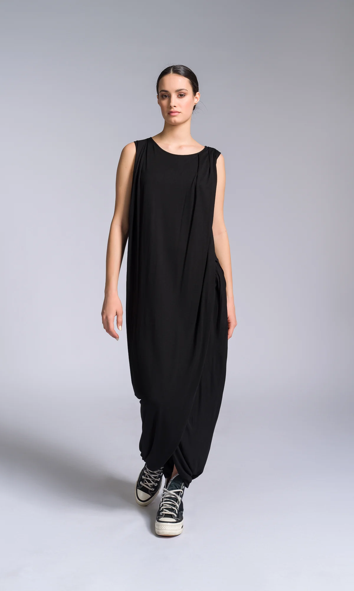 Jersey Dress with Asymmetric Draped Hem - Image 8