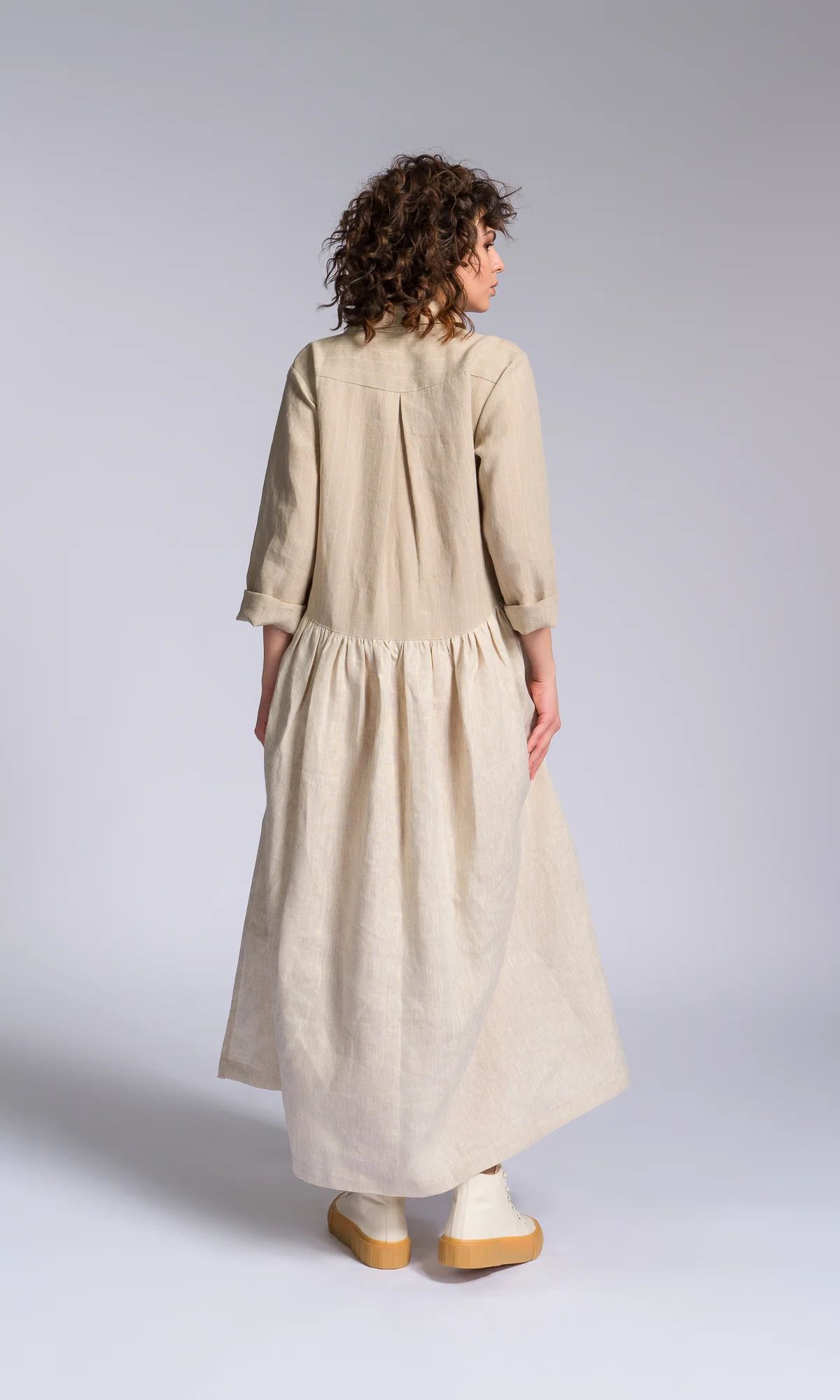 Linen Baby Doll Shirt Dress - Image 4