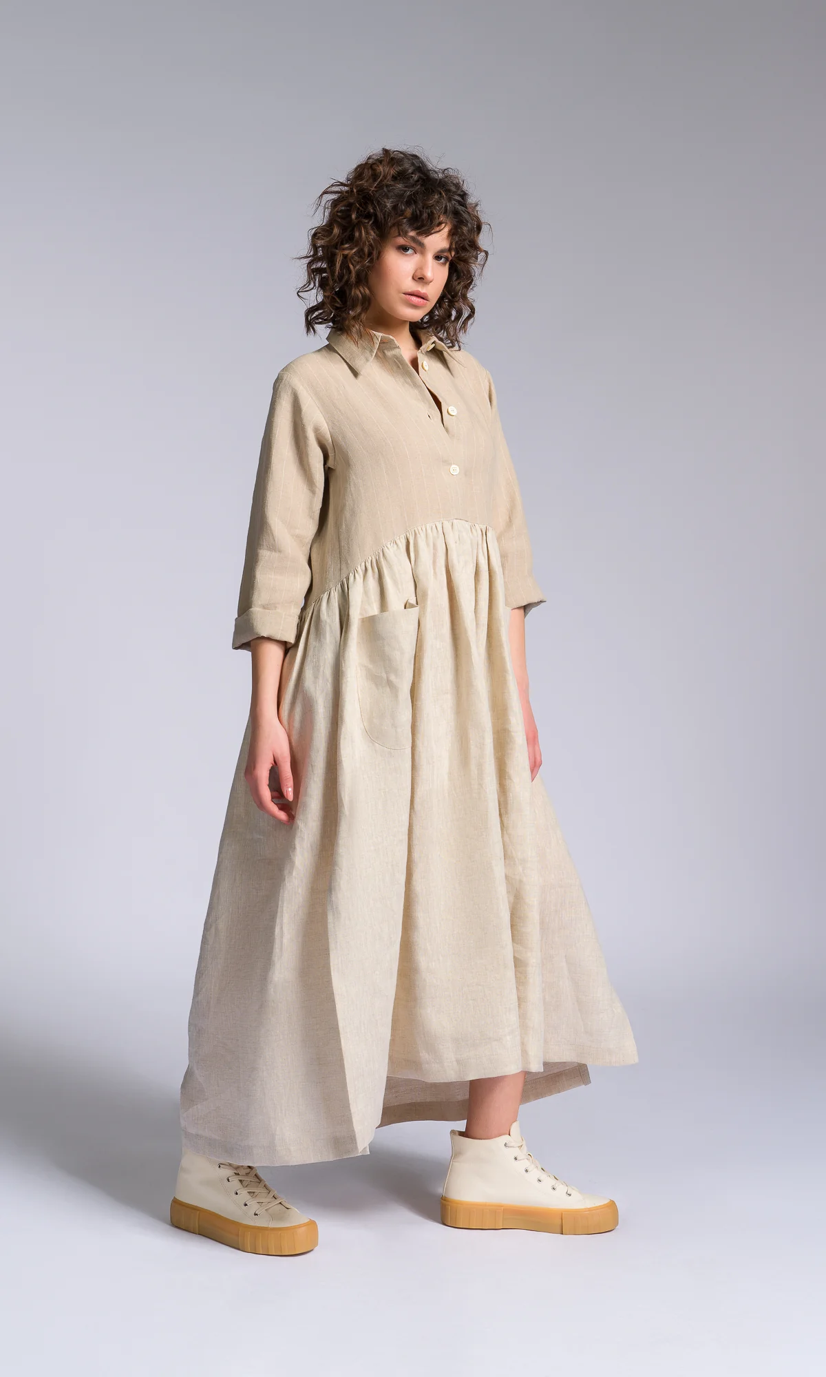 Linen Baby Doll Shirt Dress - Image 8