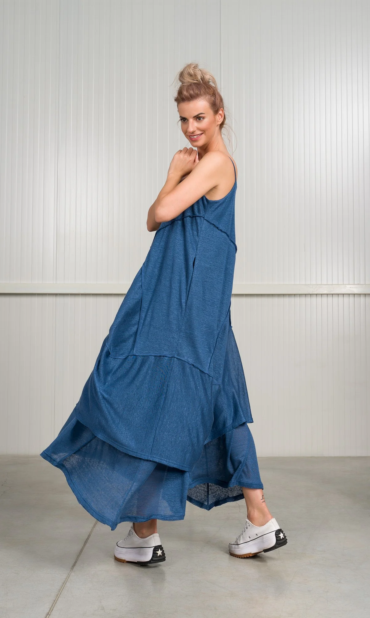 Linen Knit Dress with Seam Details - Image 3