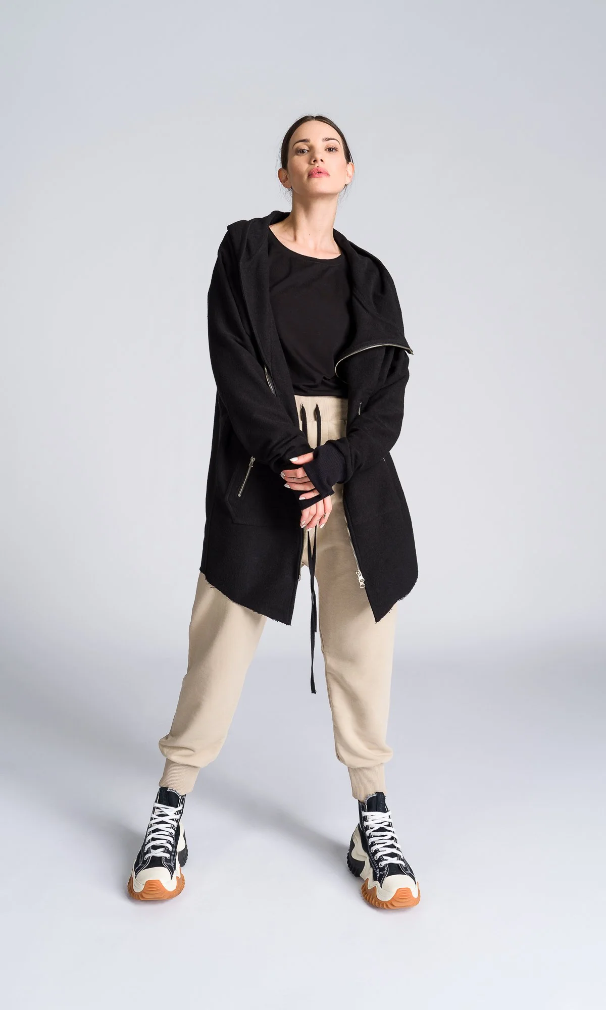 Long Asymmetric Zipper Sweatshirt - Image 3