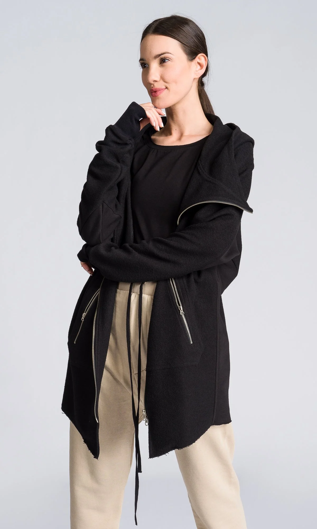 Long Asymmetric Zipper Sweatshirt - Image 4
