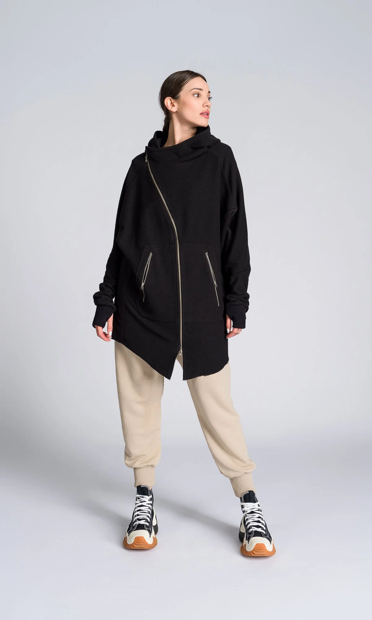 Long Asymmetric Zipper Sweatshirt - Image 5