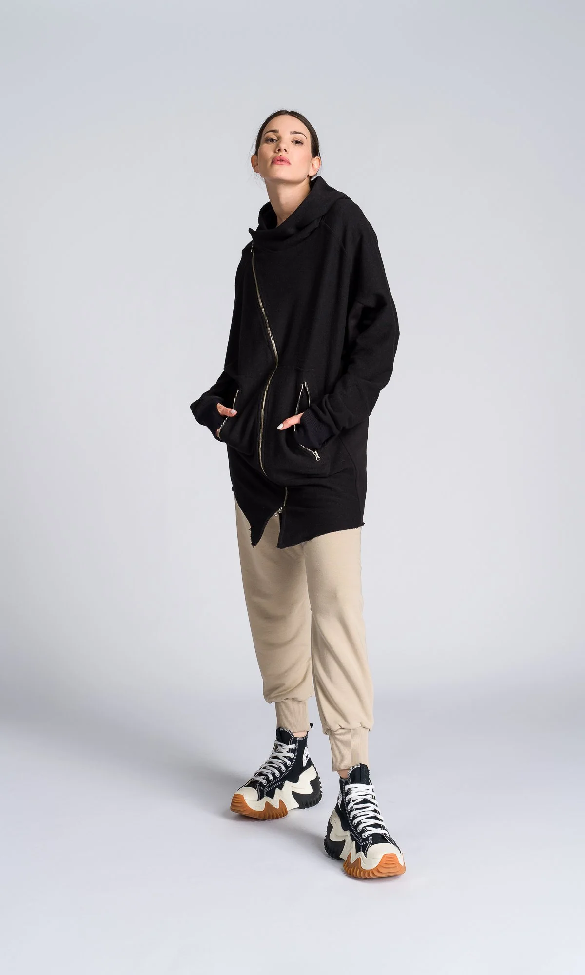 Long Asymmetric Zipper Sweatshirt - Image 6