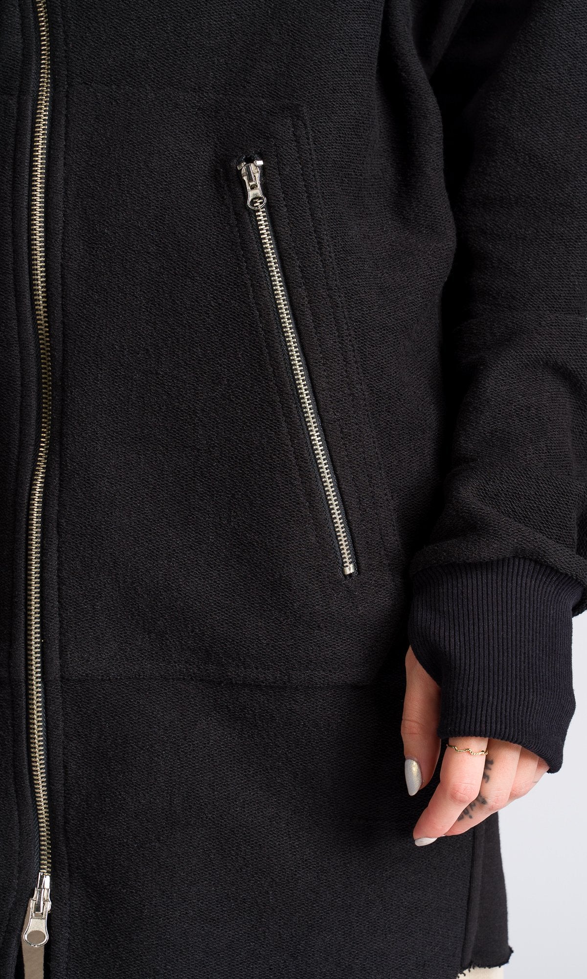 Long Asymmetric Zipper Sweatshirt - Image 8