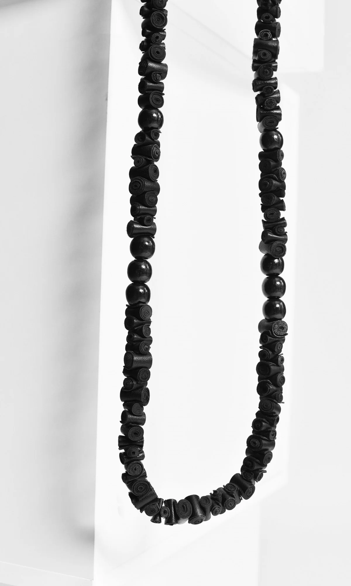 Long Black Genuine Leather Necklace - Image 3