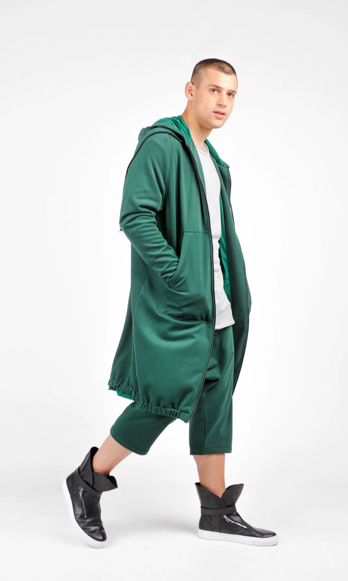 Long Hooded Zipper Sweatshirt - Image 14