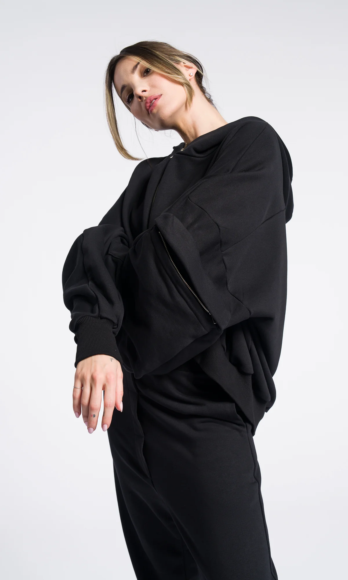Long Zipper Fleece Hooded Sweatshirt / Maxi Hoodie with Thumb holes / Lined Extra Long Alternative Hoodie